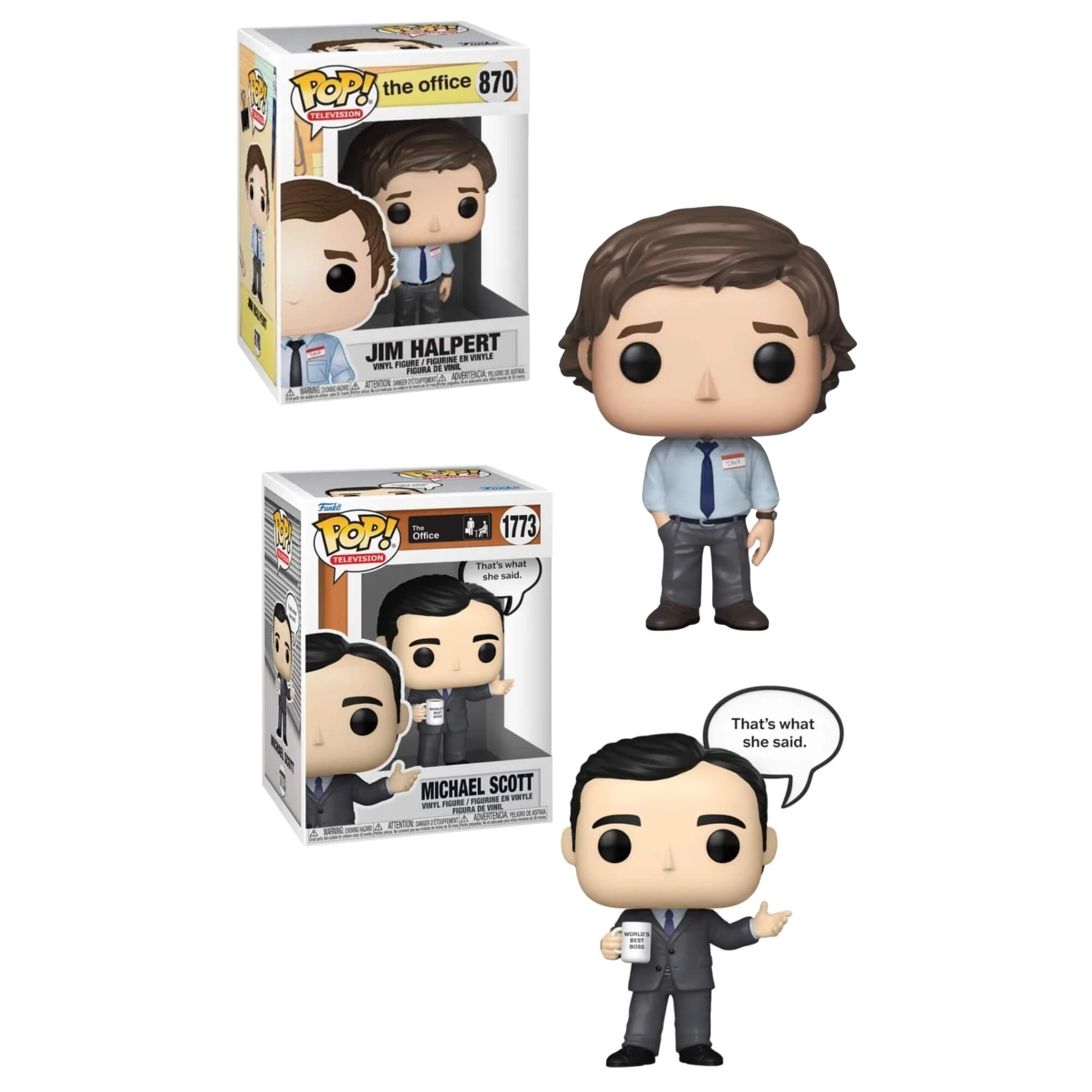 COMP Kit Boneco Colecionável Funko Pop! The Office - Michael + Jim Halpert