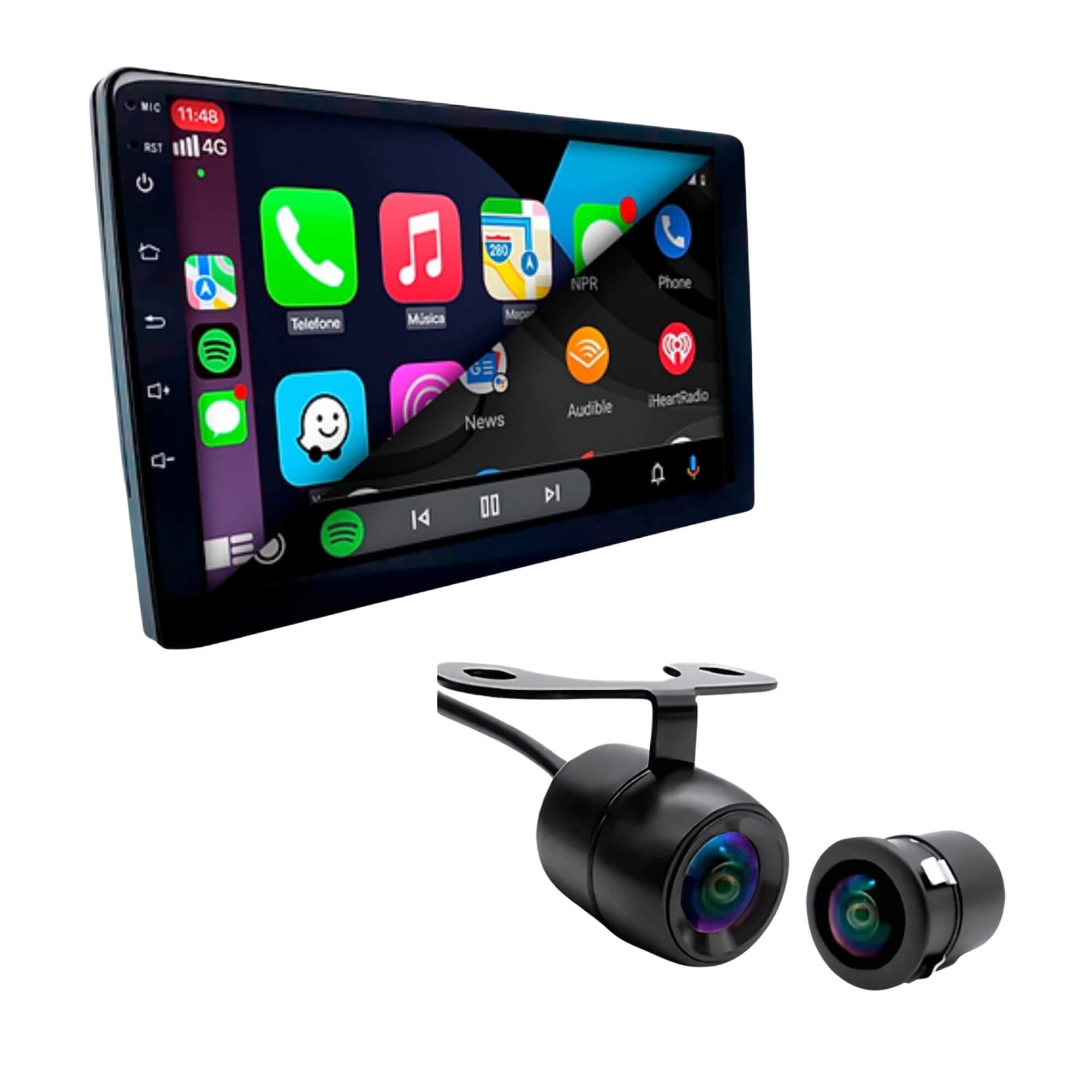 COMP Kit Multimídia Slim 9” H-Tech HT-9125CA CarPlay Android Auto + Câmera de Ré Borboleta CR530