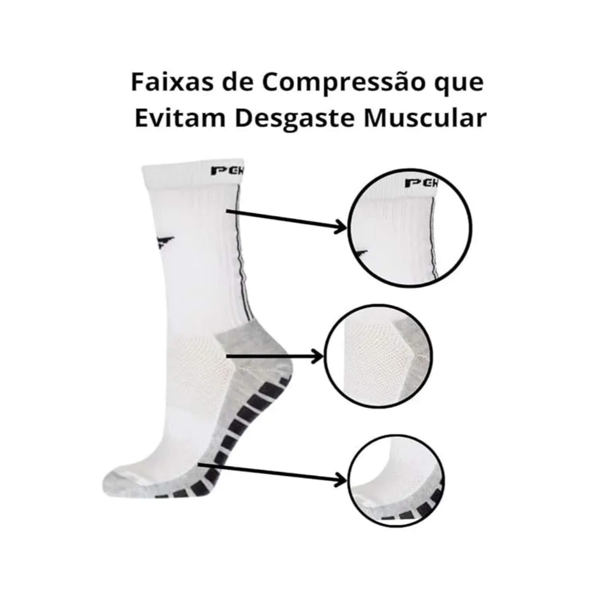 VAR Par de Meias 33 ao 44 Perf Grip Penalty (Escolha o Tamanho/Cor) Tamanho e Cor:33-38 Branco/Preto