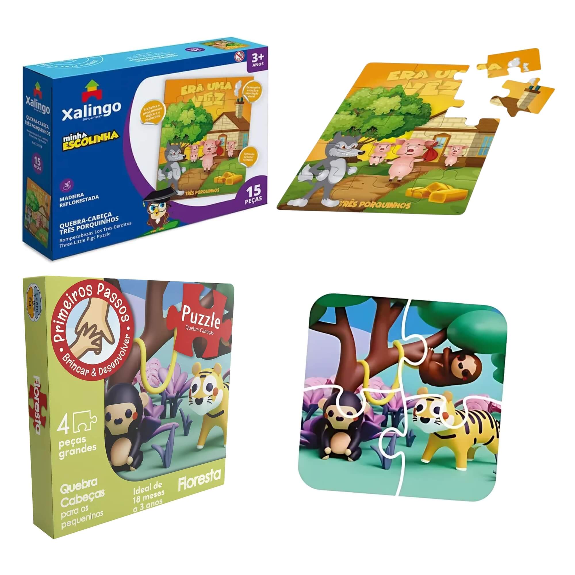COMP Kit 2 Quebra Cabeças para Desenvolvimento Infantil Bebês e Crianças