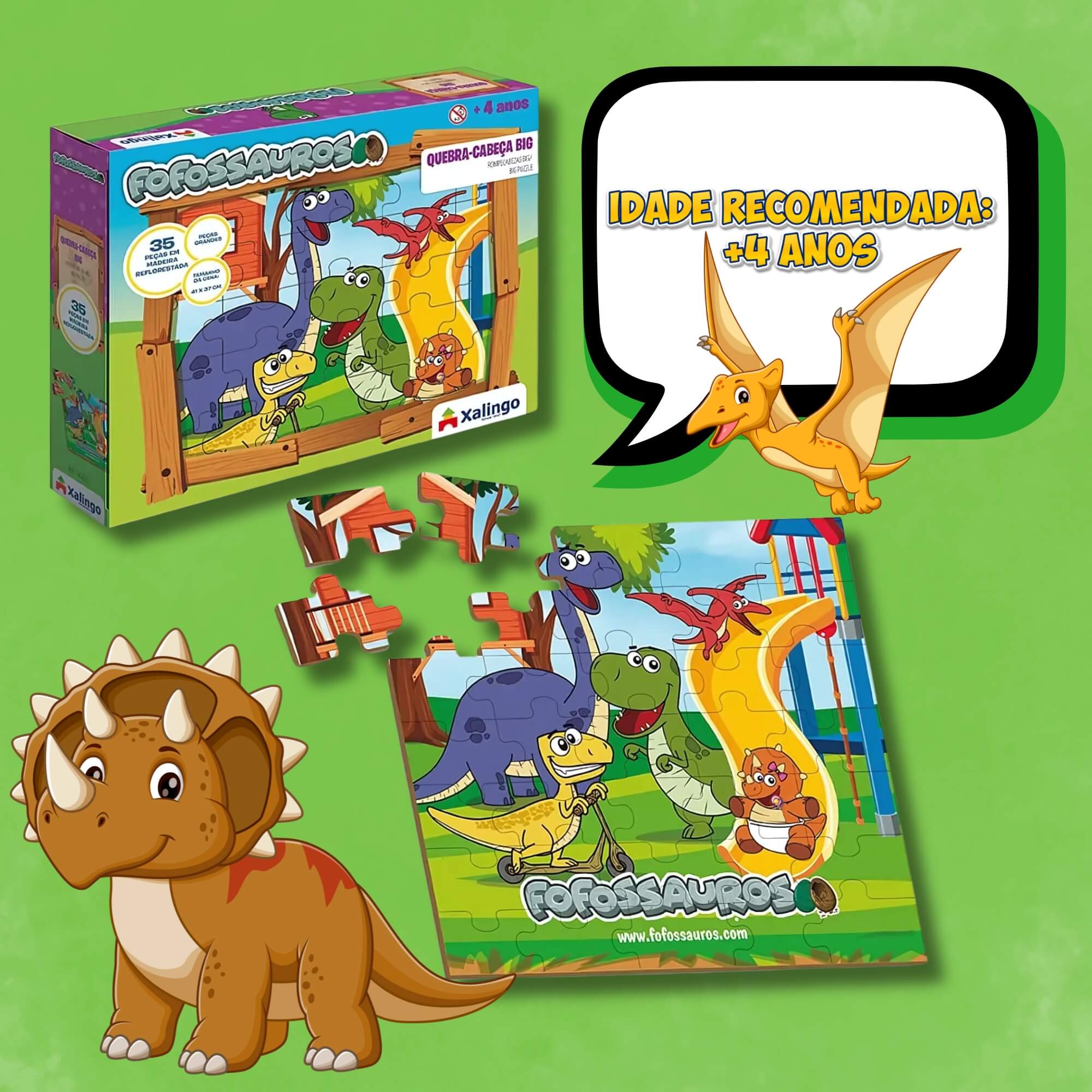 COMP Kit Quebra-Cabeça Infantil Cooper Fun Fundo do Mar + Big Fofossauros Xalingo