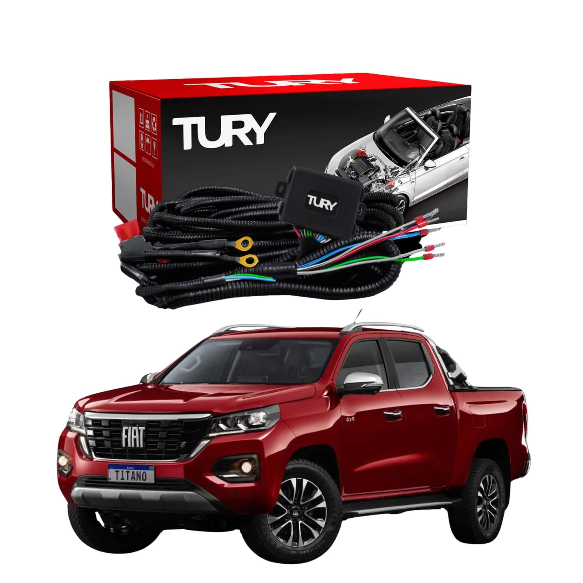 COMP Kit Engate Reboque Fiat Titano 2024 em diante Braconi + Módulo de Proteção Elétrica
