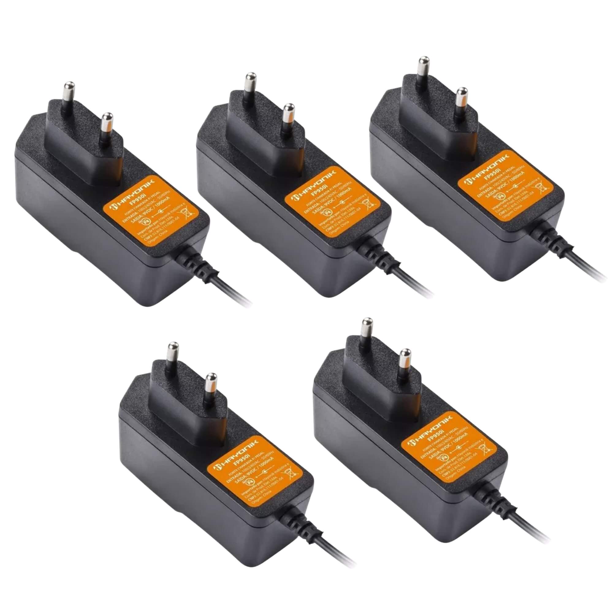 COMP Kit com 5x Fontes Chaveadas para 4 Pedais 9VDC 1A Hayonik