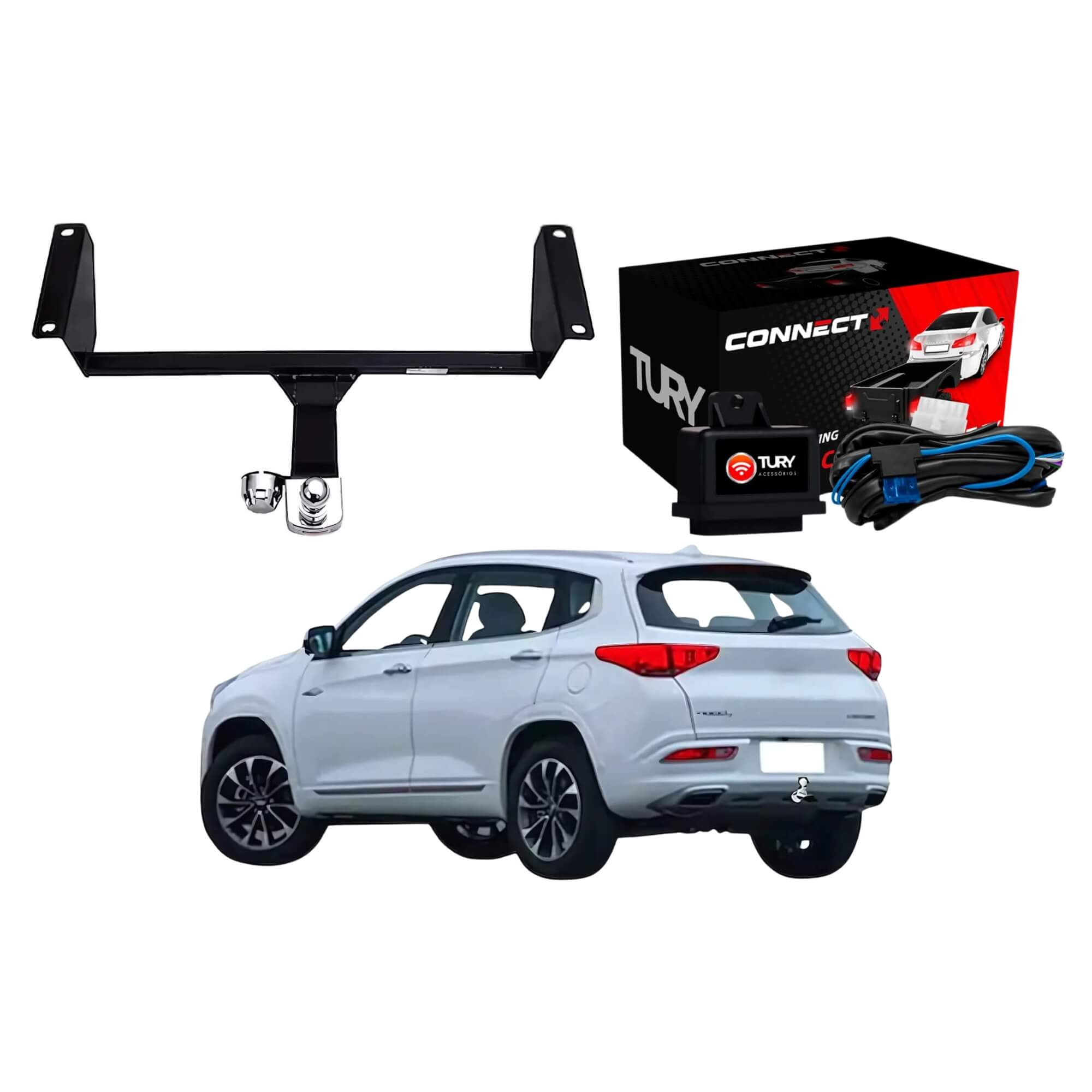 COMP Kit Engate Reboque Rabicho Fixo Tiggo 7 17/24 450Kg + Módulo de Iluminação