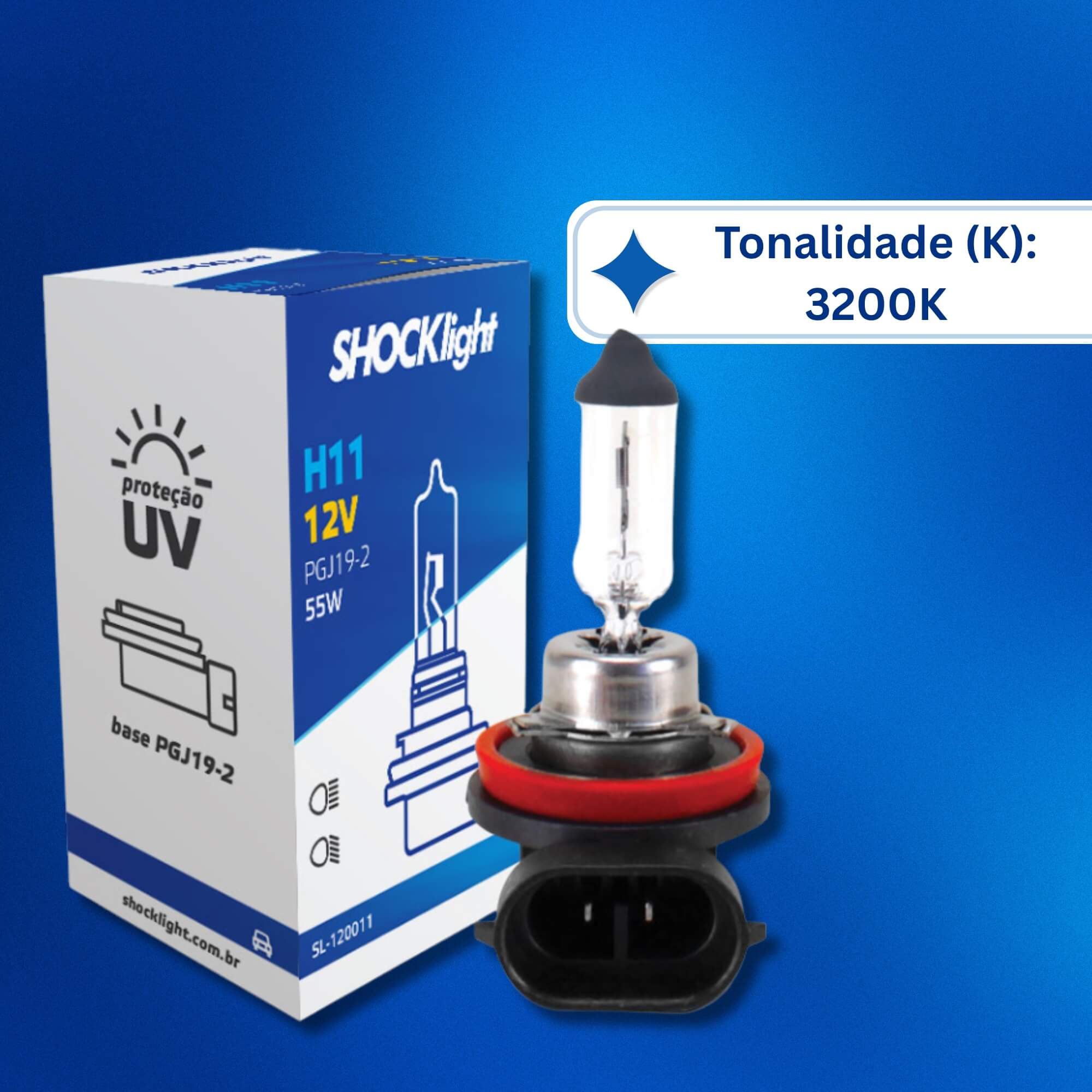 COMP Kit Farol Auxiliar Kwid 2017 a 2024 Black Piano Shocklight + Lâmpada H11 55W