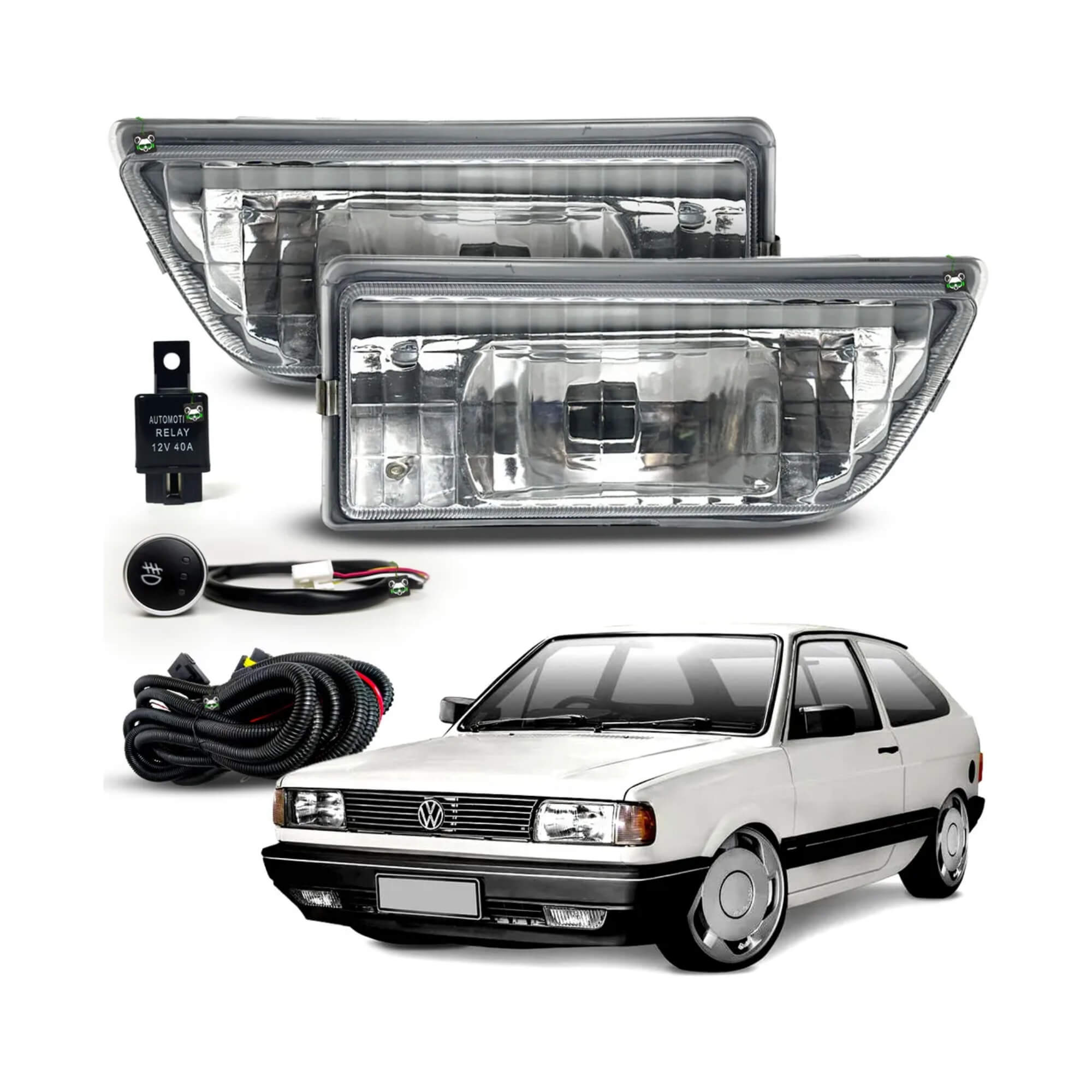 COMP Kit Farol de Milha Gol 1987 a 1990 Shocklight + Lâmpadas LED H3 Super Nano