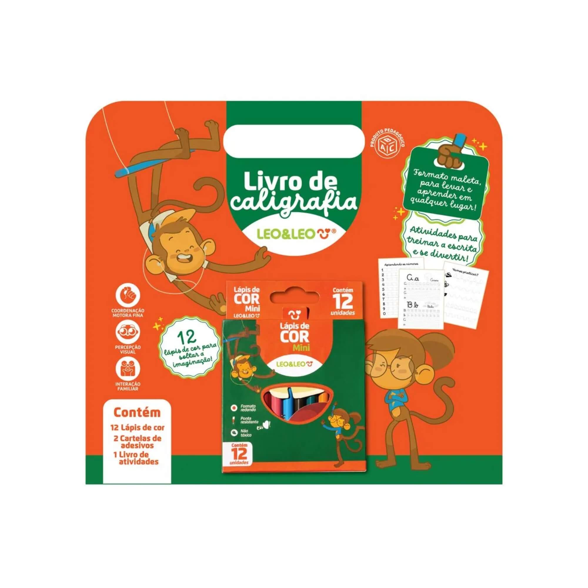 VAR Livro Para Colorir Pedagógico com Adesivos e Lápis Leo&Leo (Escolha o Tema)