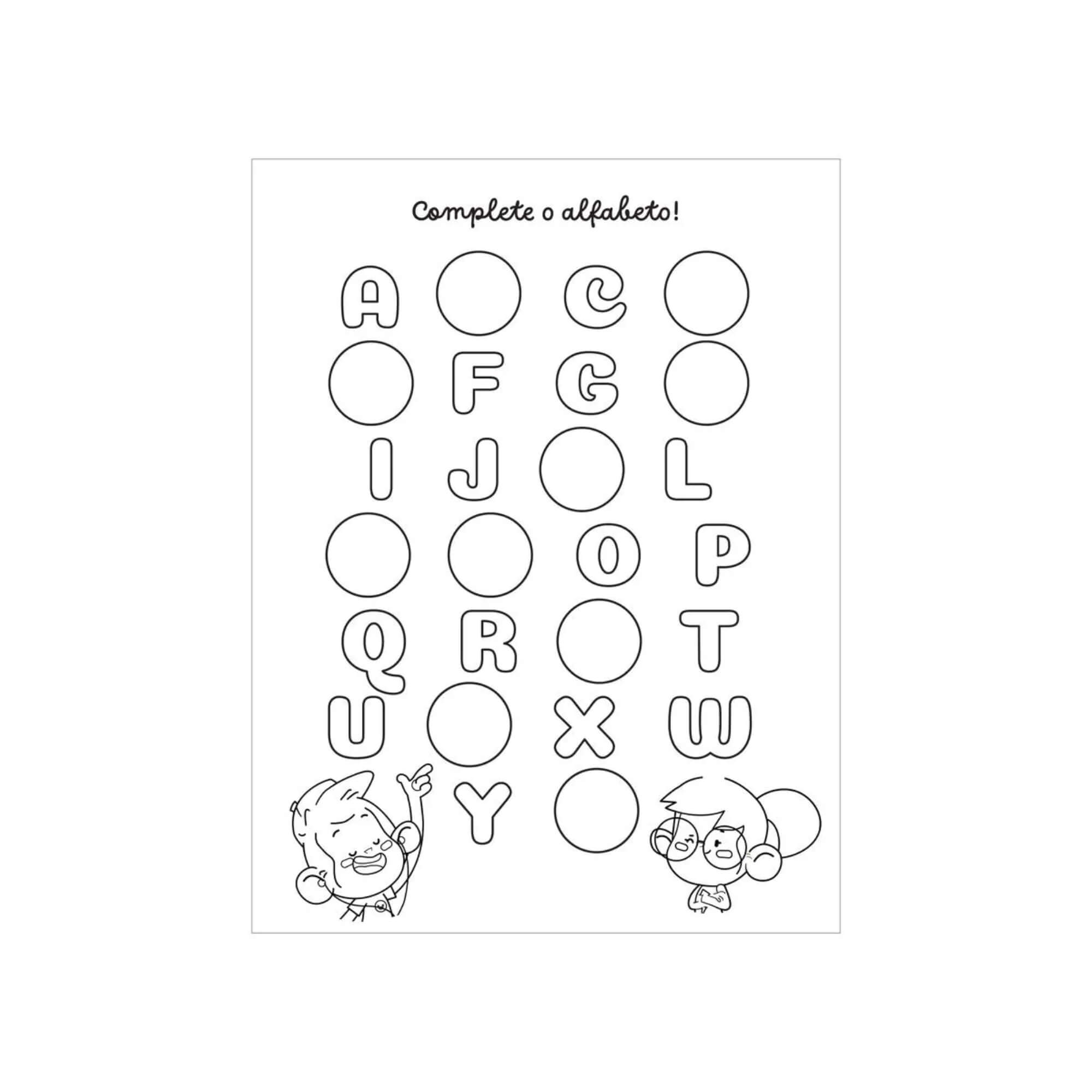 VAR Livro Para Colorir Pedagógico com Adesivos e Lápis Leo&Leo (Escolha o Tema) Tema:Livro para Colorir Letras