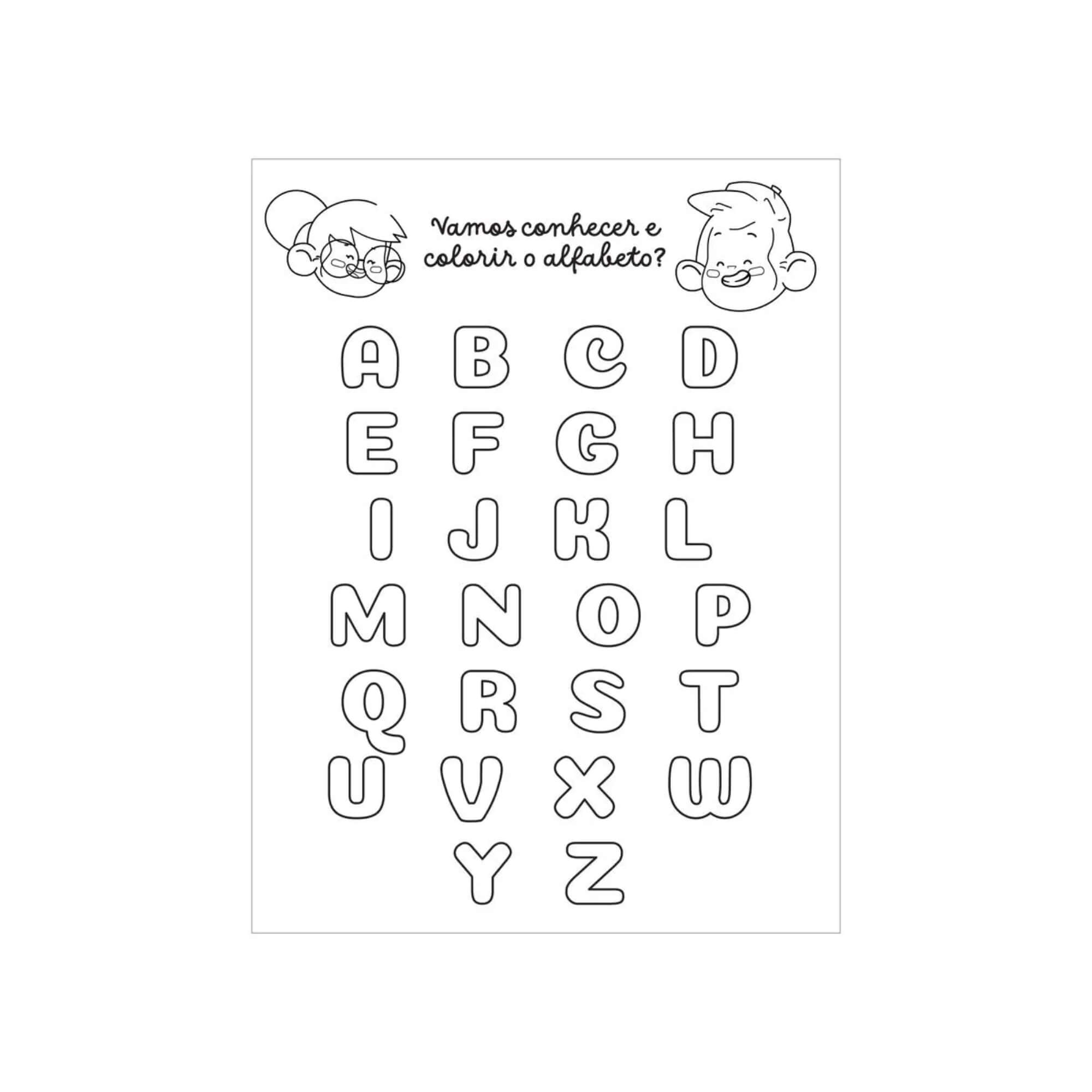 VAR Livro Para Colorir Pedagógico com Adesivos e Lápis Leo&Leo (Escolha o Tema) Tema:Livro para Colorir Letras