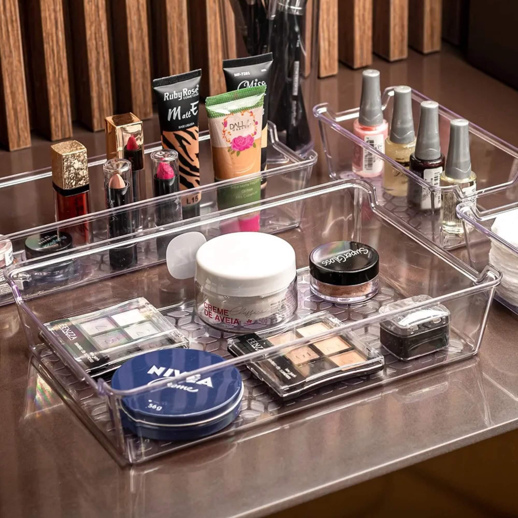 VAR Organizador de Plástico Multiuso Transparente Uz Utilidades (Escolha) Tamanho:17x25,5cm