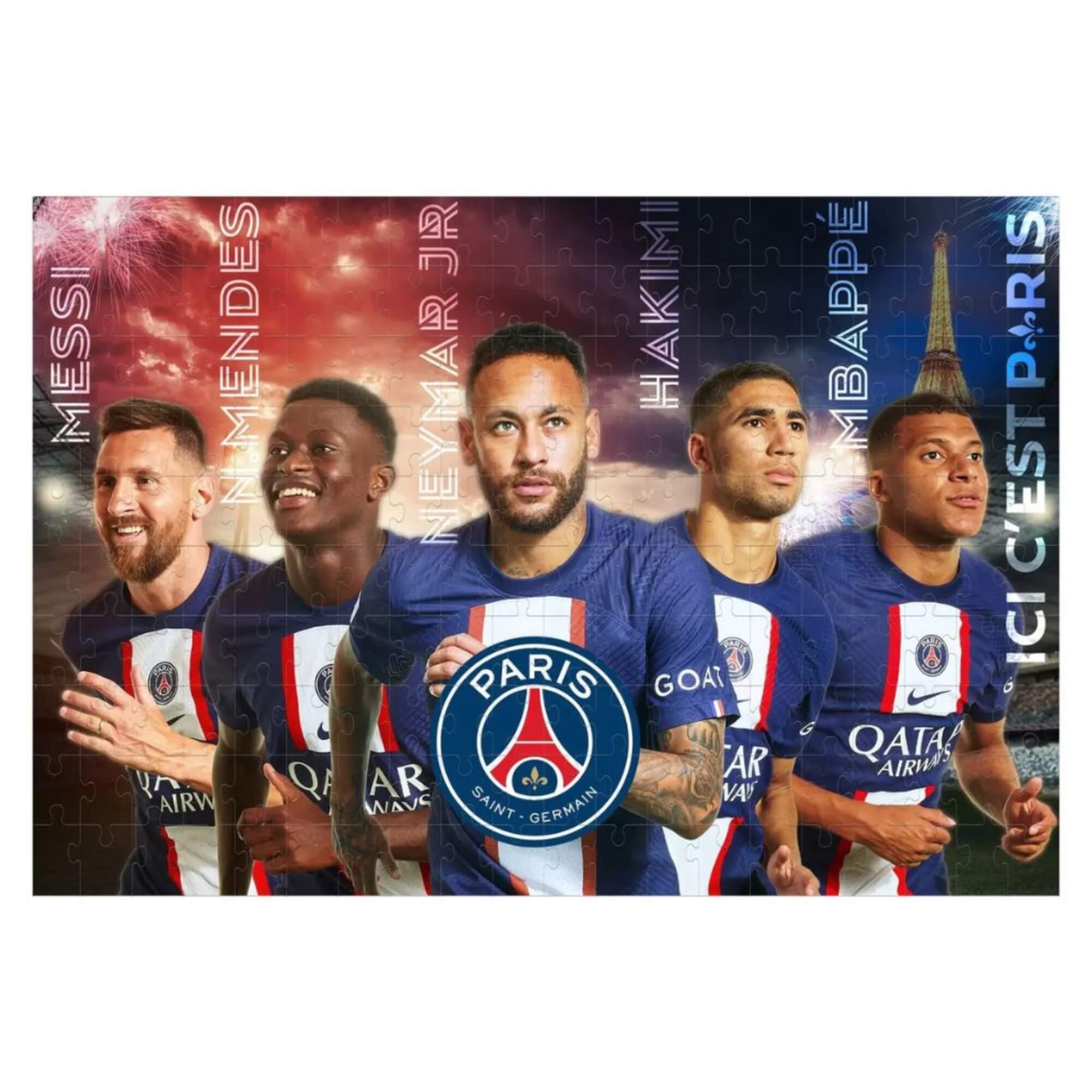 COMP Kit Quebra-Cabeça 200 Peças Estrelas do PSG + Cola Brilhante