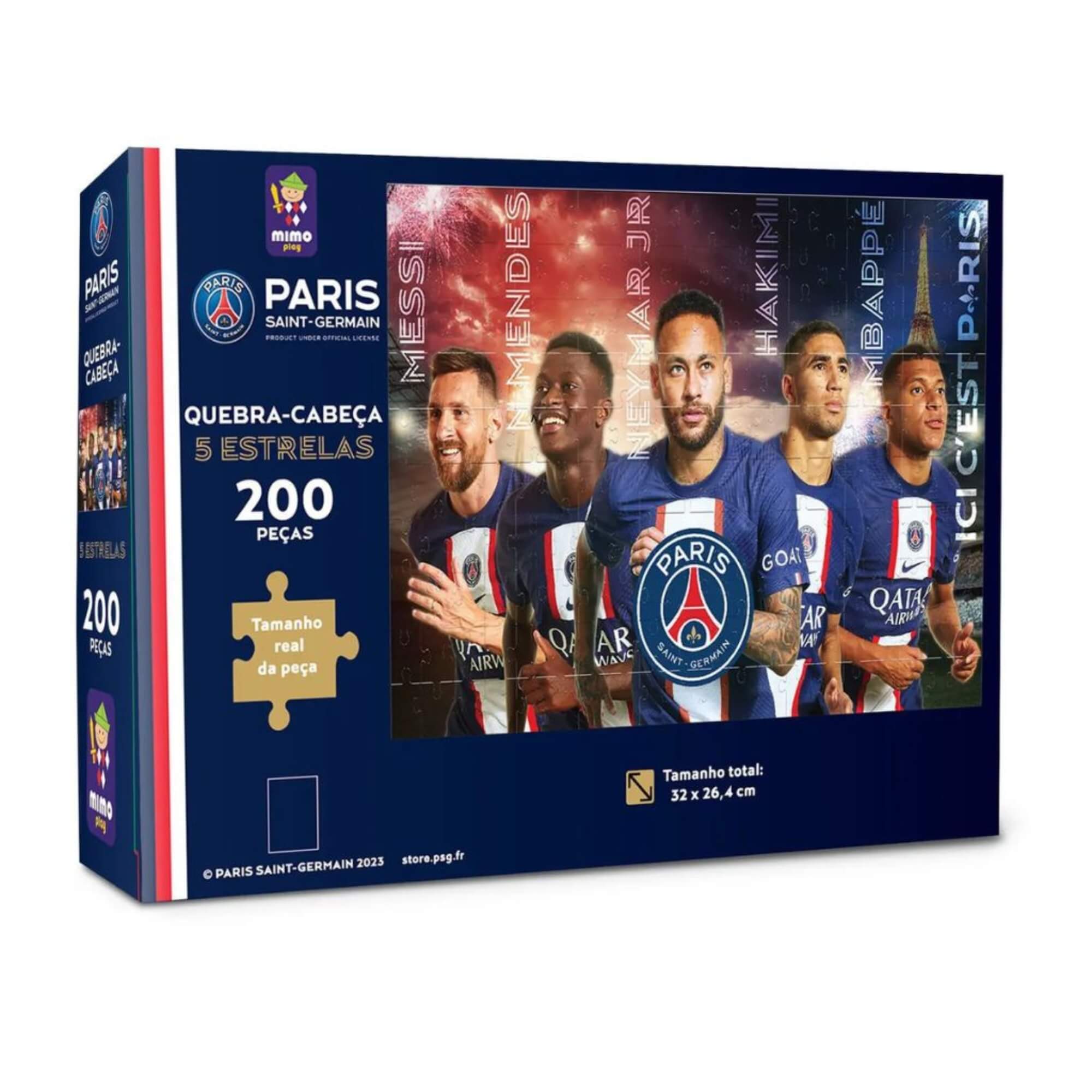 COMP Kit Quebra-Cabeça 200 Peças Estrelas do PSG + Cola Brilhante
