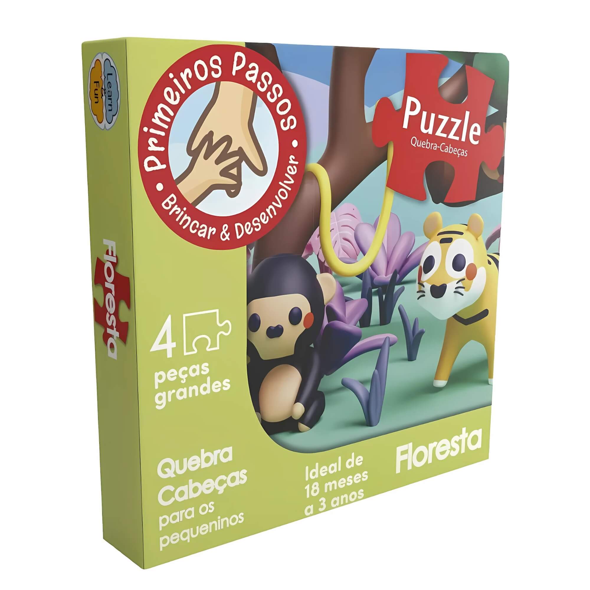 COMP Kit Educativo Infantil Quebra-Cabecinha Floresta Cooper Fun + Jogo da Memória Animais
