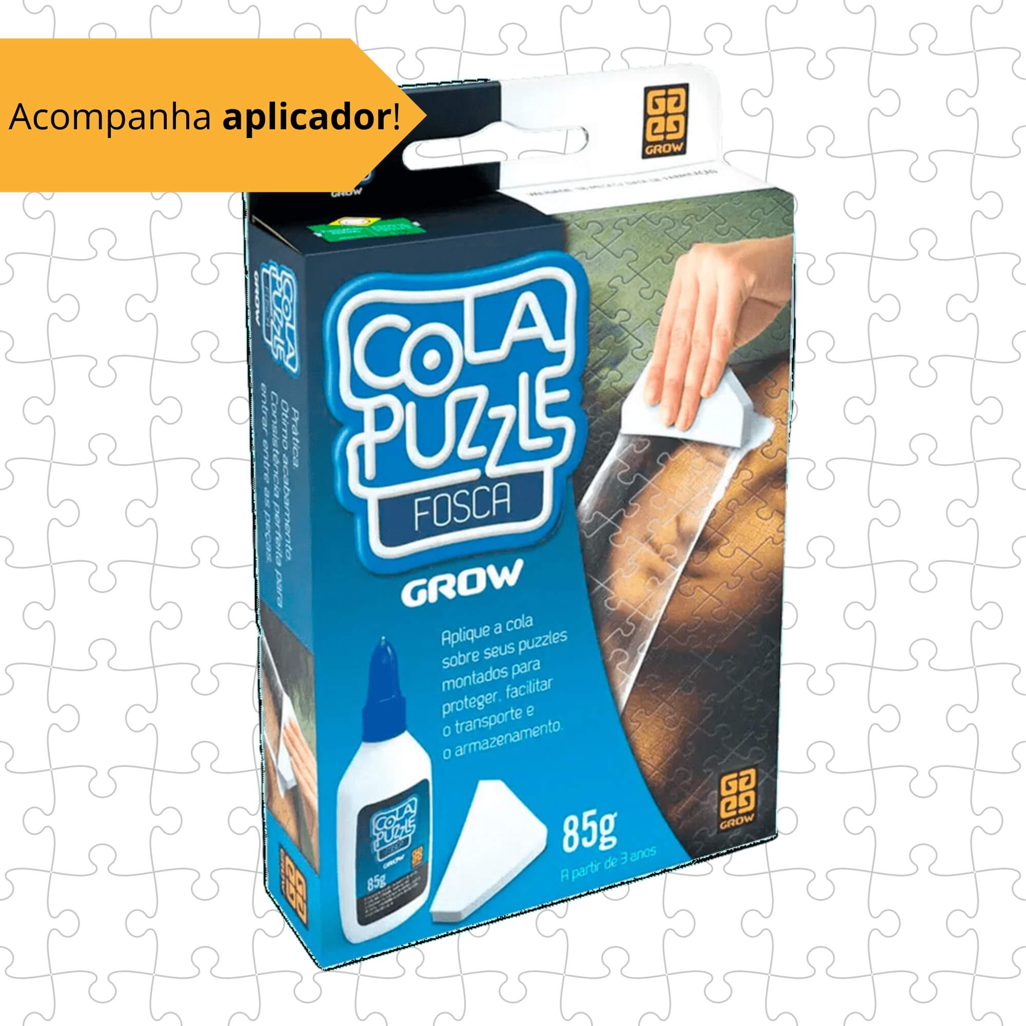 COMP Kit Porta Puzzle Quebra-Cabeça até 1000 Peças + Cola Fosca