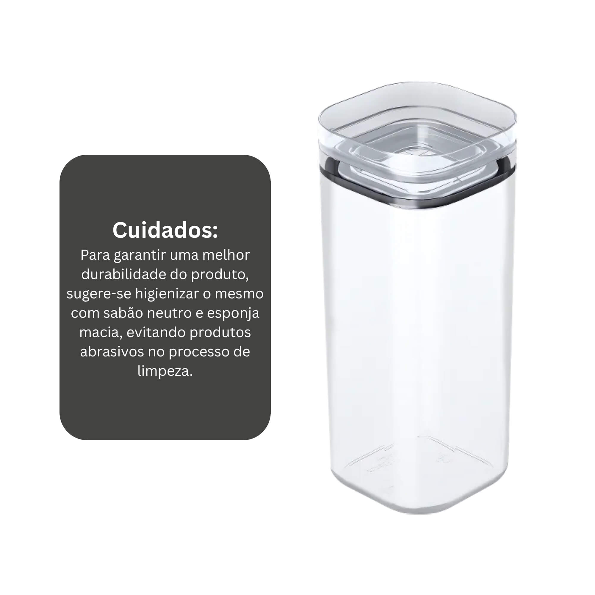 VAR Pote Organizador Hermético UZ Utilidades com Tampa Transparente – Escolha a Capacidade Capacidade:350ml