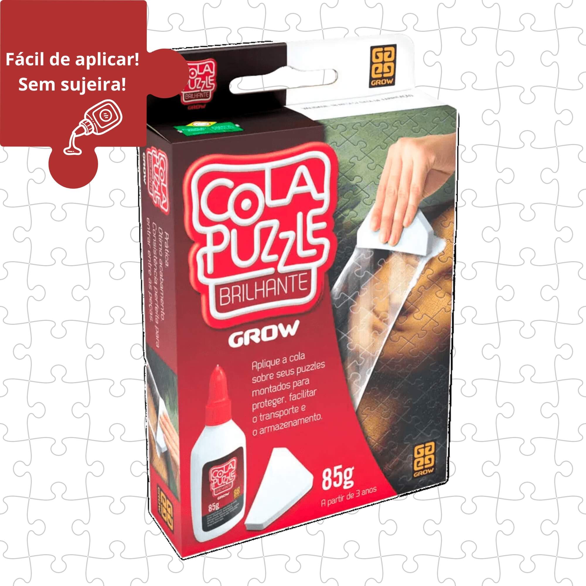 COMP Kit Porta Puzzle Quebra-Cabeça até 1000 Peças + Cola Brilhante