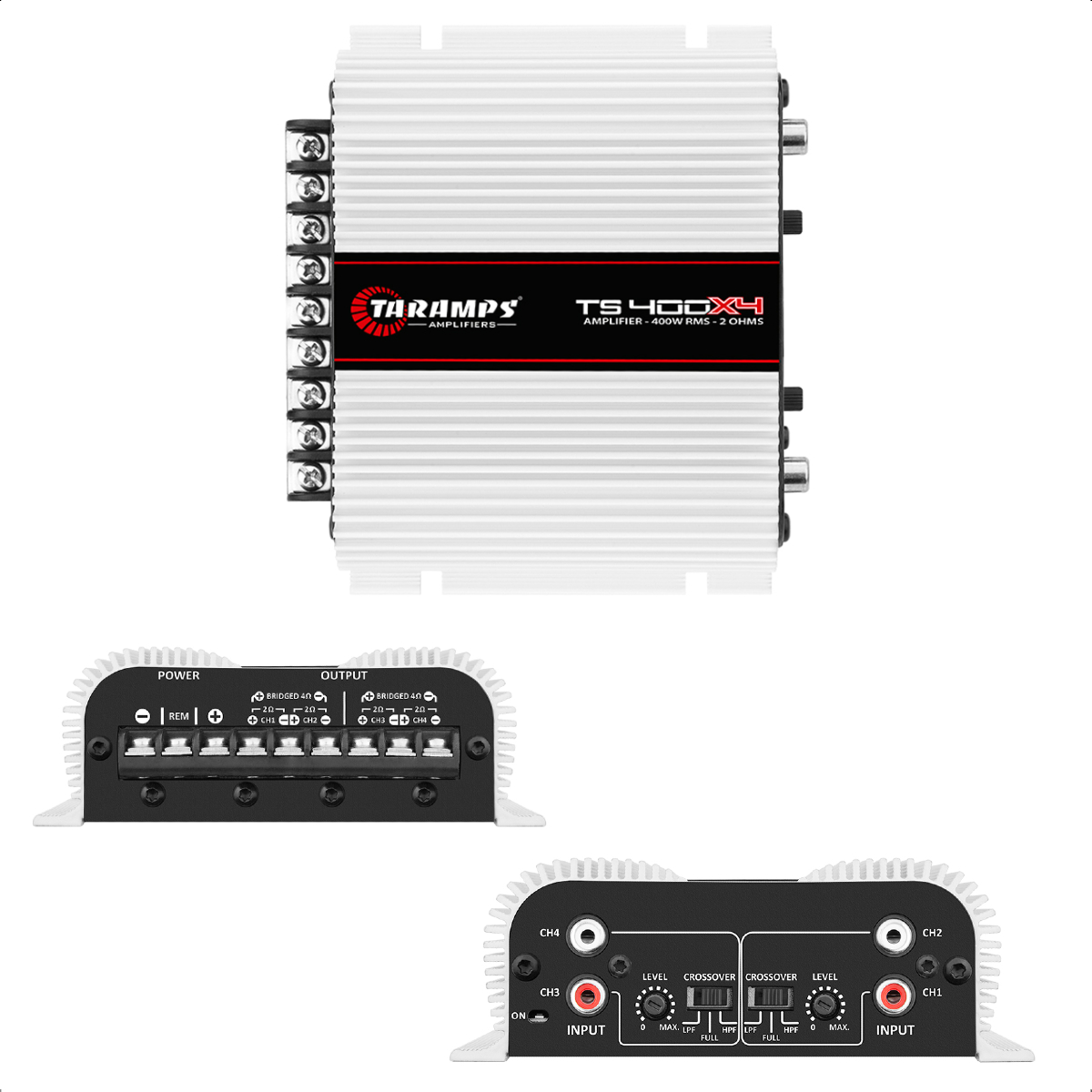 COMP 2 Módulos de Potência 400 watts Classe D 4 canais 100W RMS Taramps TS400 - 4x100WRMS