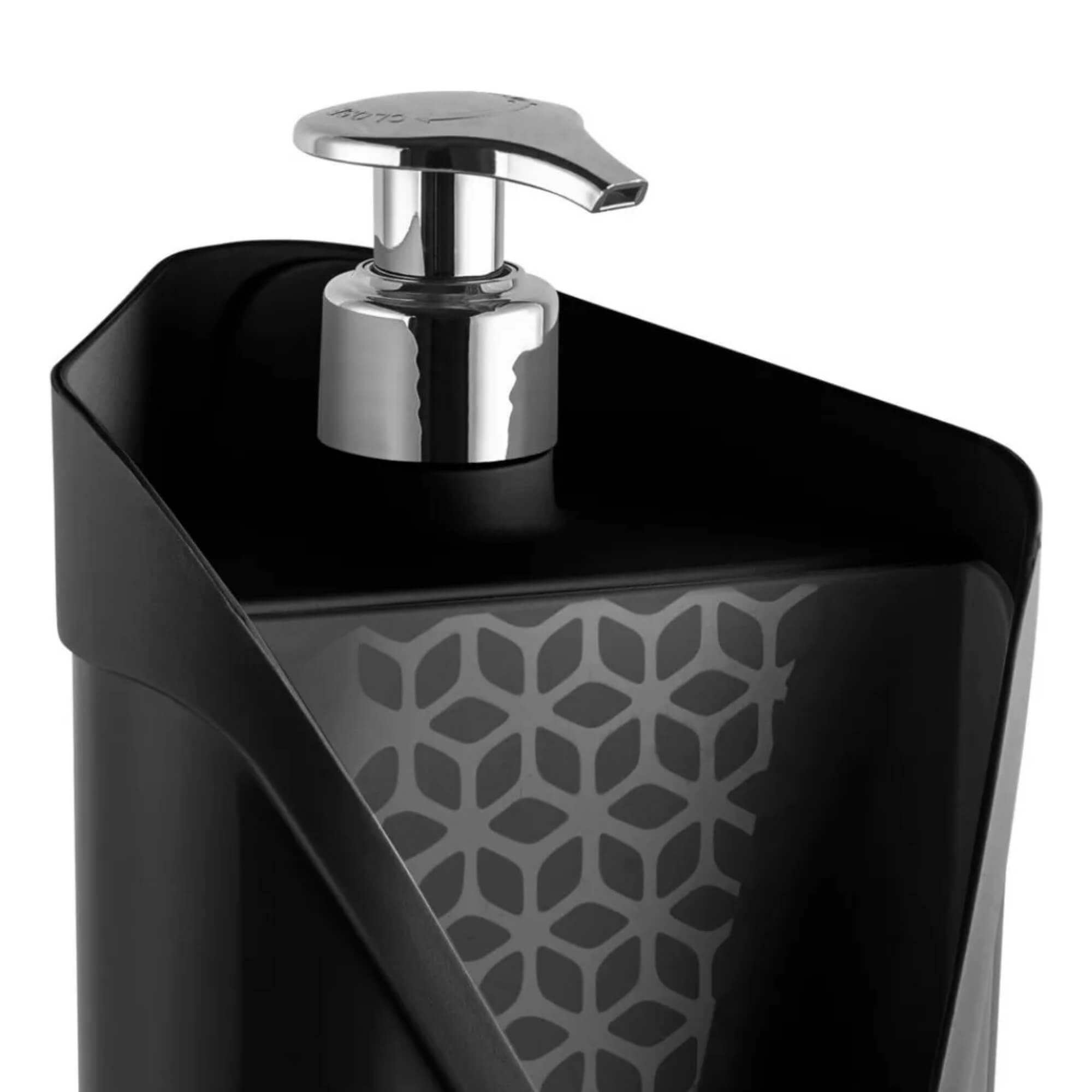 COMP Kit Cozinha Slim Preto UZ: Lixeira de Pia, Escorredor de Louça e Dispenser de Detergente