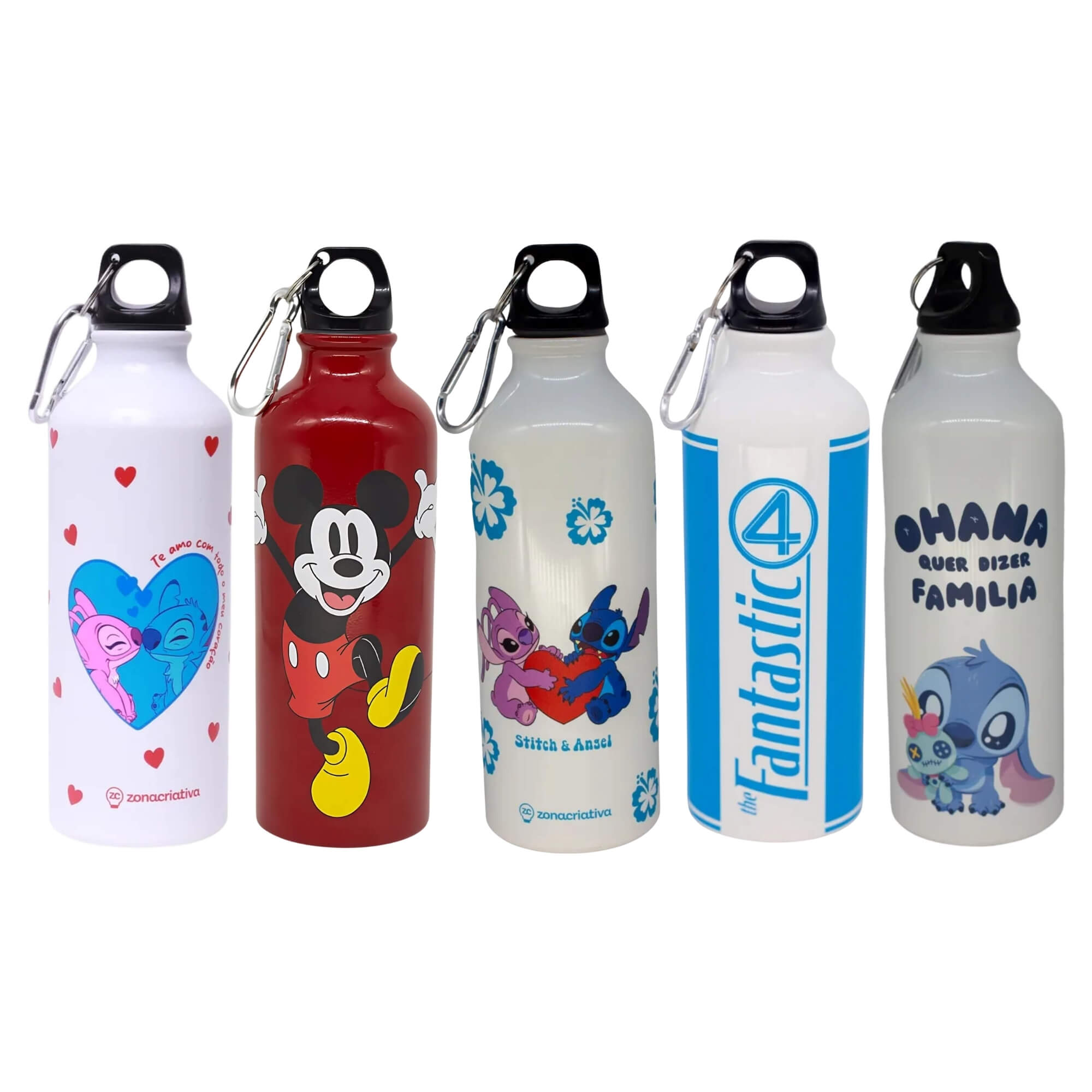 VAR Garrafa de Alumínio Personagens com Mosquetão 500ml Zona Criativa (Escolha)