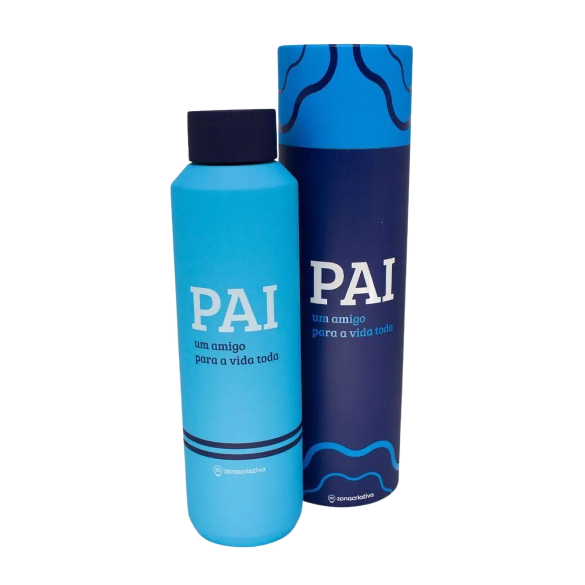 VAR Garrafa Acqua 600ml Aço Inox Zona Criativa (Escolha) Modelo:Pai Amigo