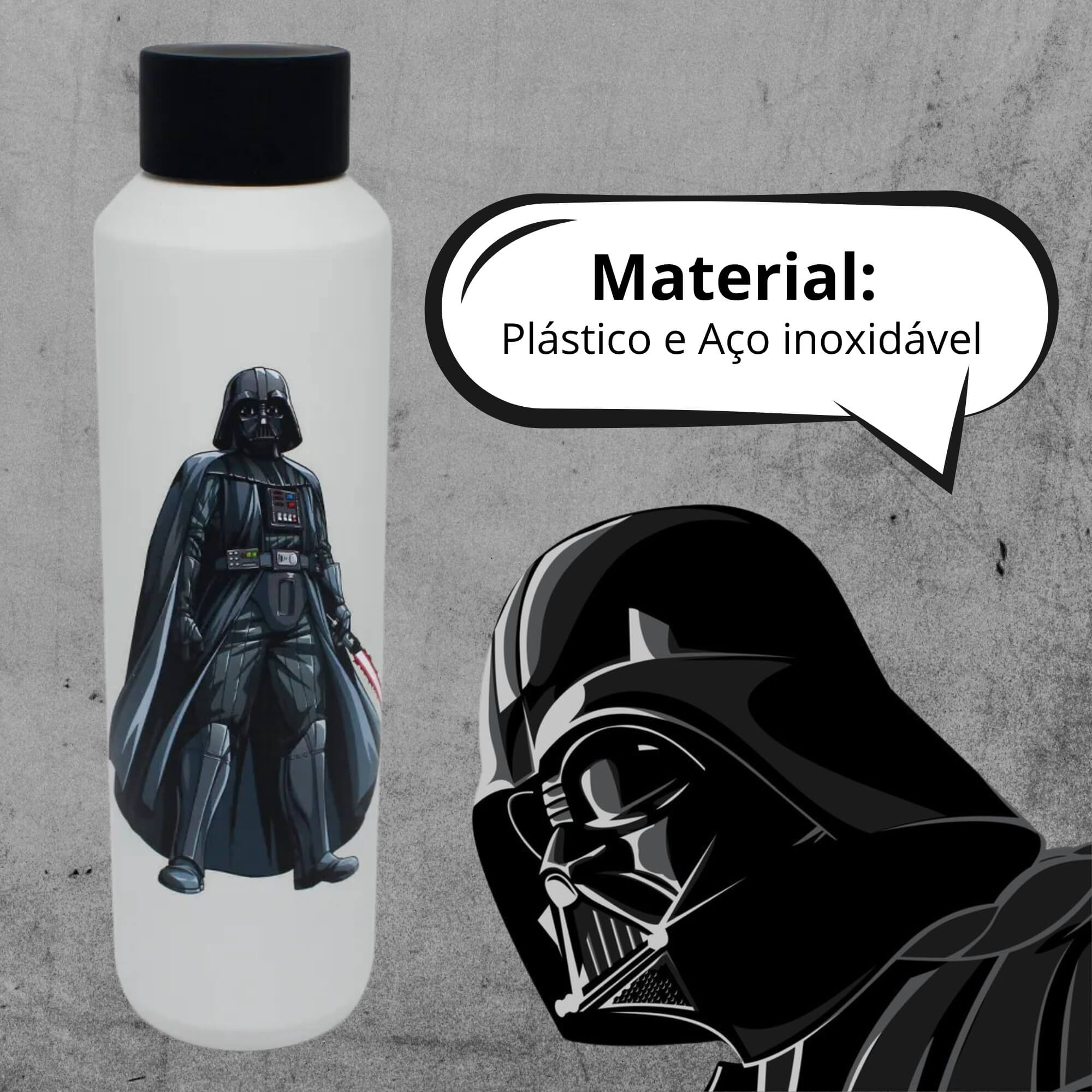 VAR Garrafa Acqua 600ml Aço Inox Zona Criativa (Escolha) Modelo:Darth Vader