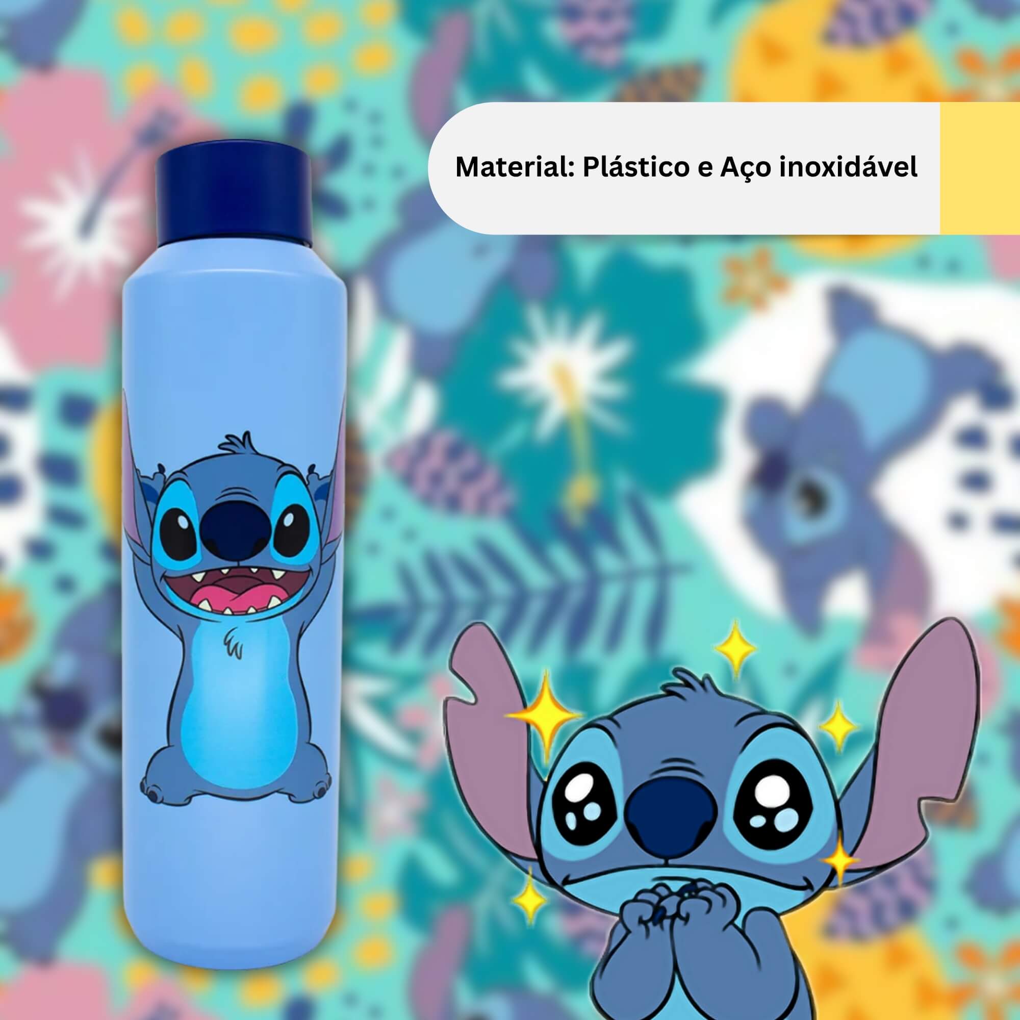 VAR Garrafa Acqua 600ml Aço Inox Zona Criativa (Escolha) Modelo:Stitch