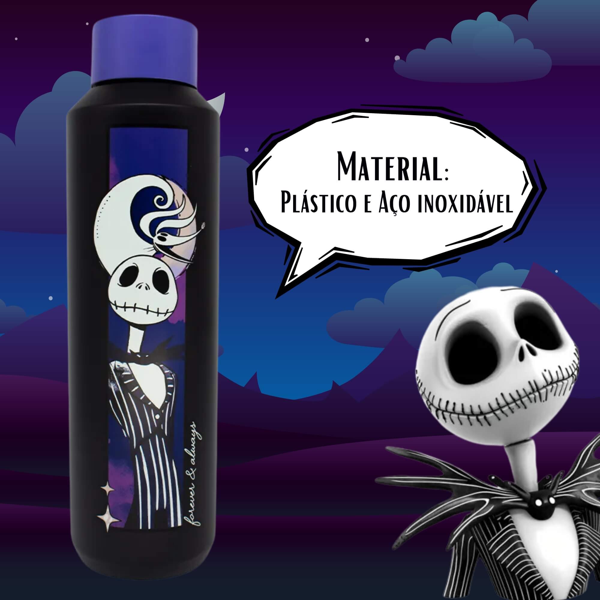 VAR Garrafa Acqua 600ml Aço Inox Zona Criativa (Escolha) Modelo:Jack Skellington