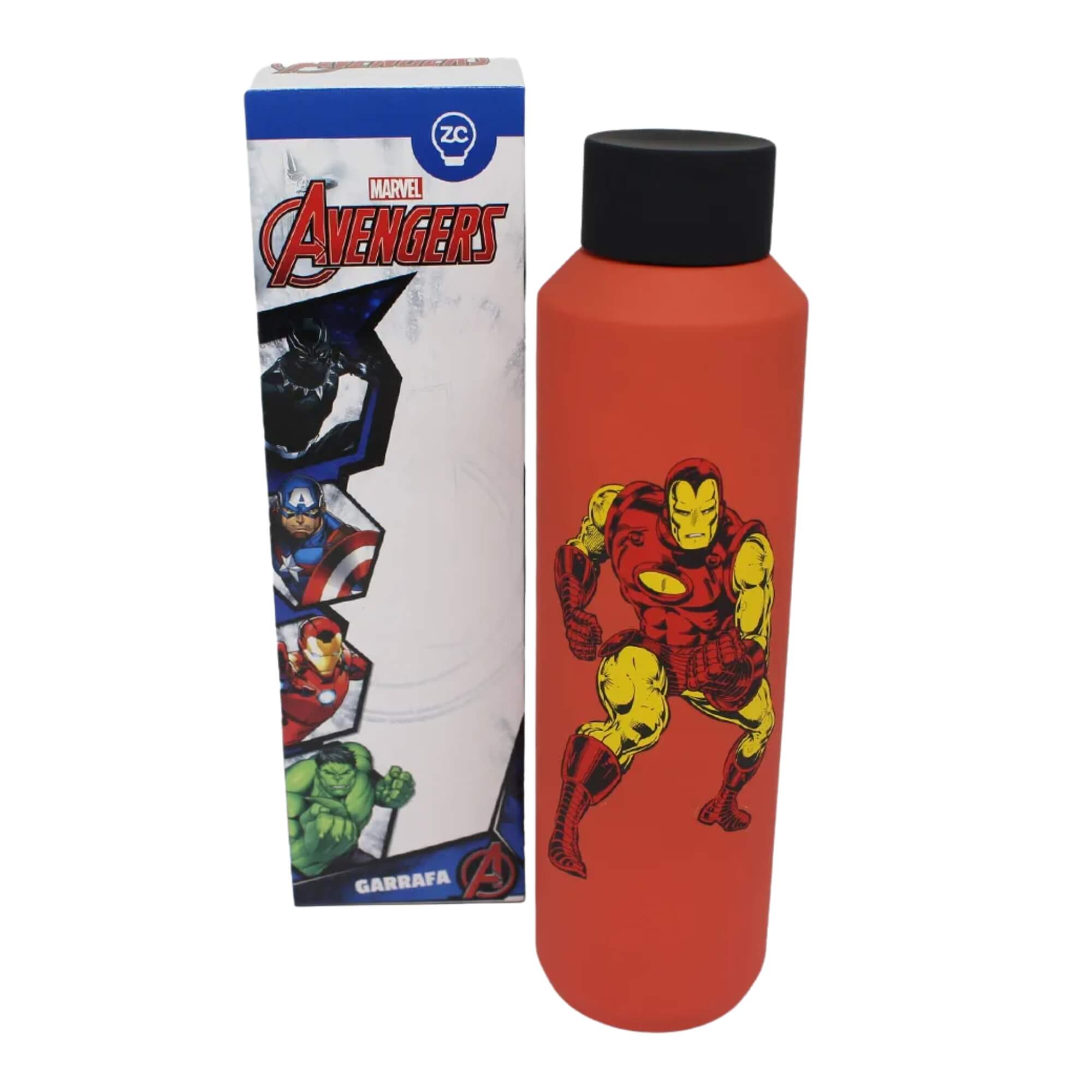 VAR Garrafa Acqua 600ml Aço Inox Zona Criativa (Escolha) Modelo:Homem de Ferro