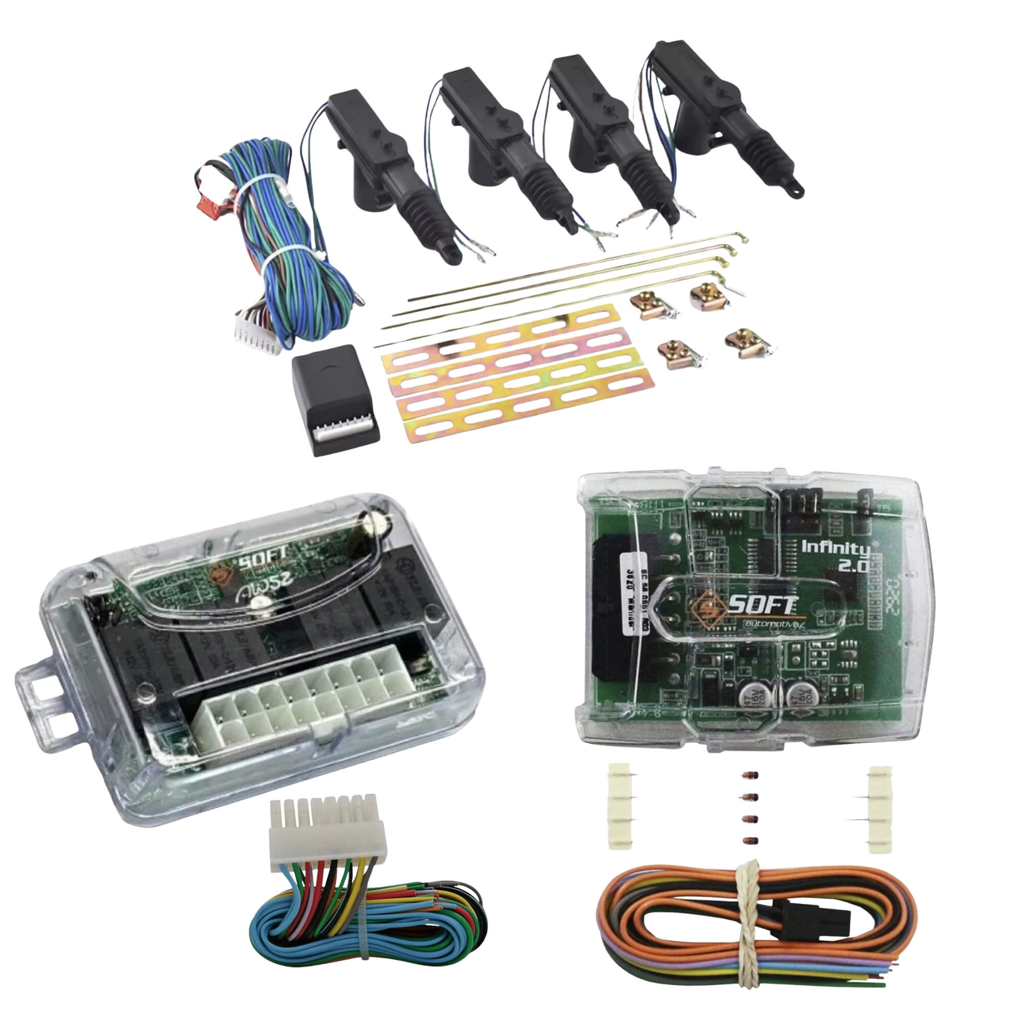 COMP Kit Conforto Automotivo: Trava Elétrica 4 Portas + Módulos Vidro Soft AW52 e Infinity 2.0