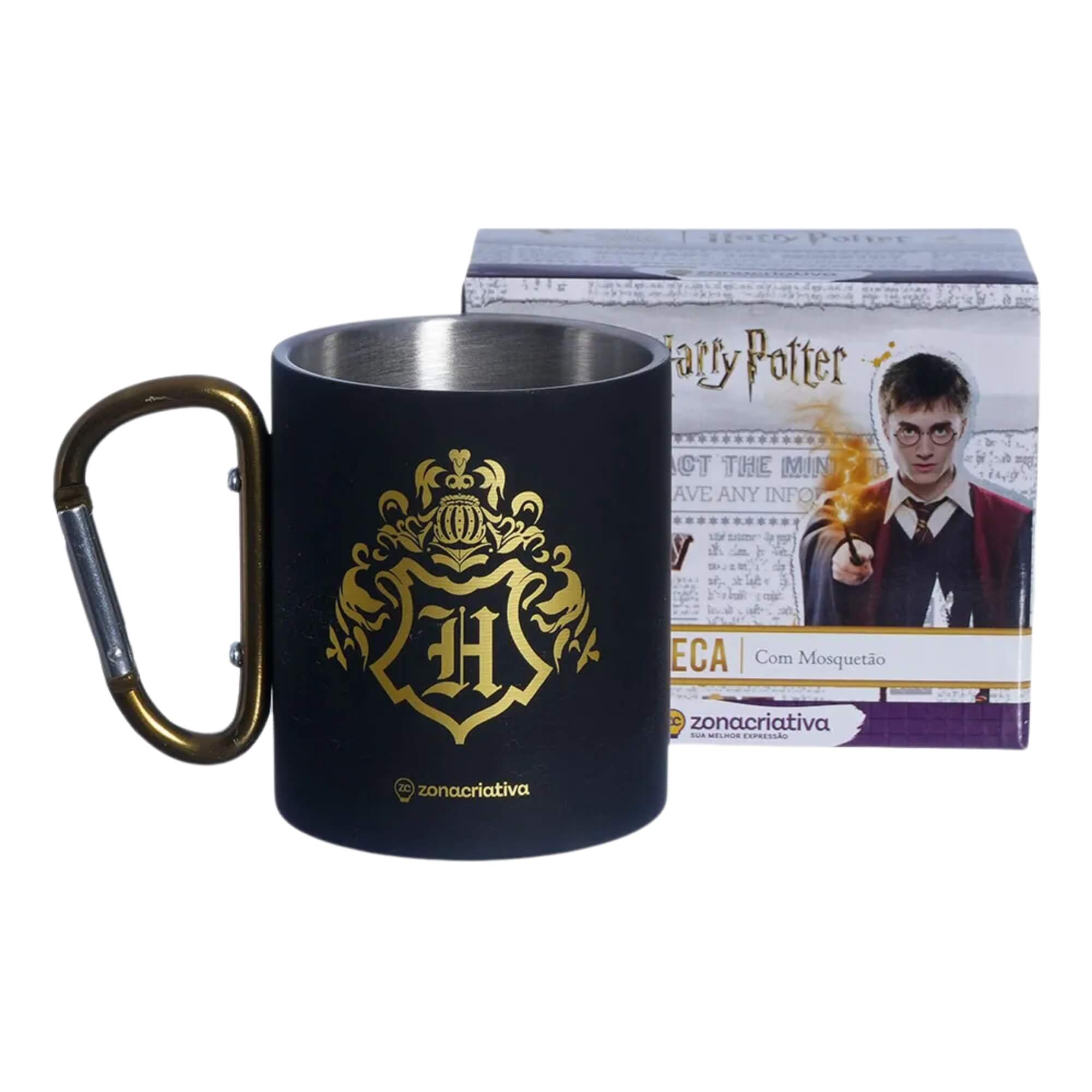 VAR Caneca Mosquetão 300ml Aço Inox – Escolha seu Tema Tema:Harry Potter