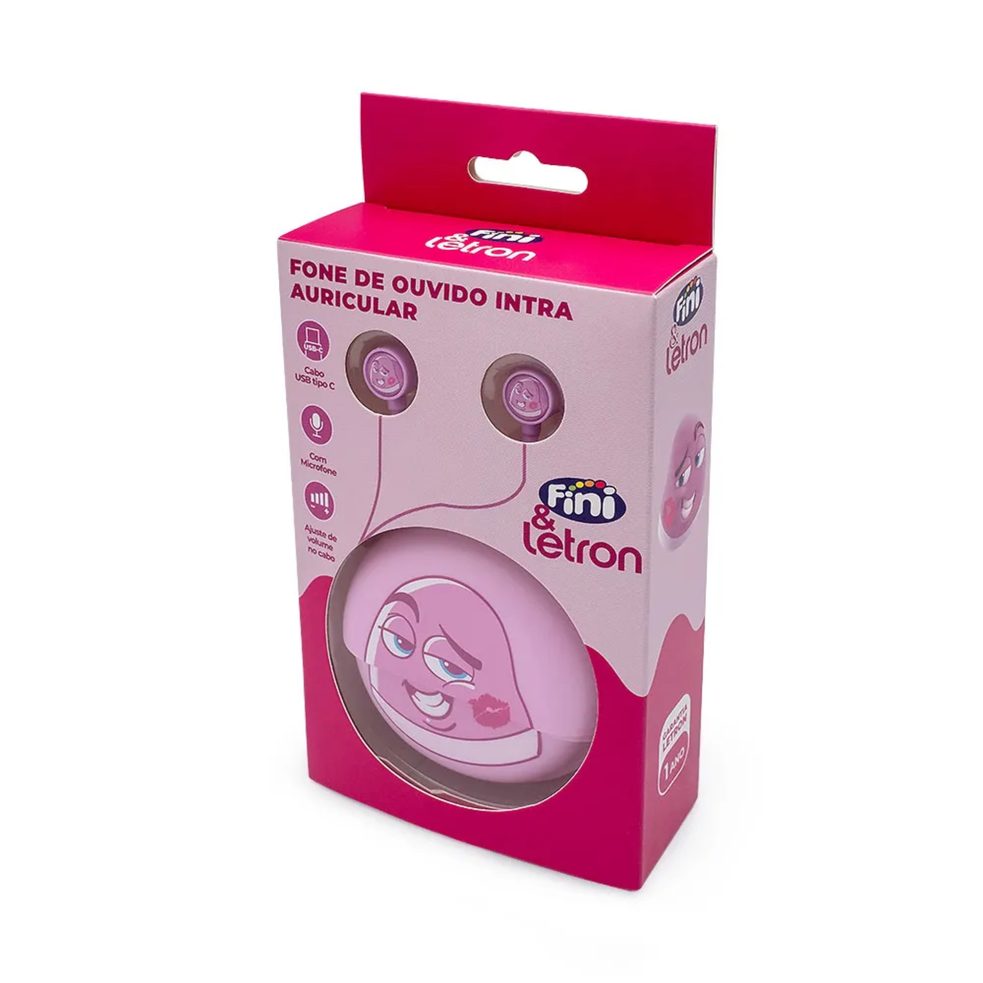 VAR Fone de Ouvido Fini Intra-auricular com Fio (Escolha o seu Favorito) Tema:Rosa - Beijo