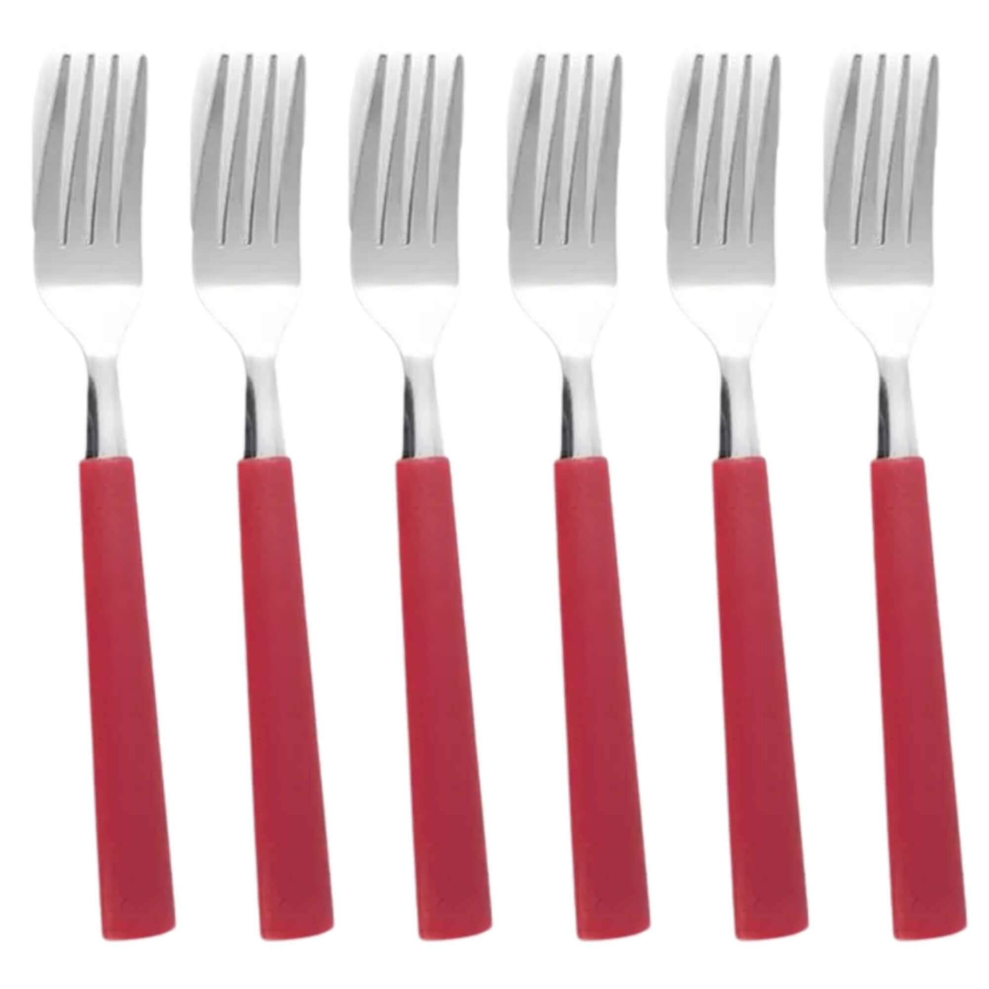 COMP 6 Garfos de Mesa Aço Inoxidável Cabo Vermelho Linha Riviera Brinox