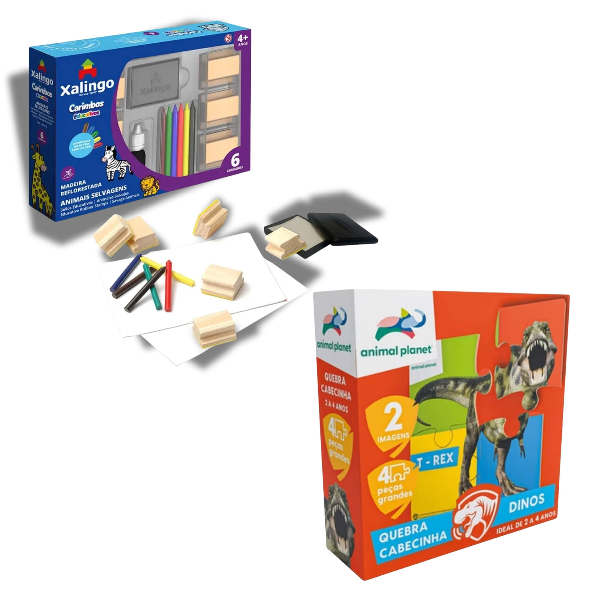 COMP Jogos Educativos Infantis Xalingo: Carimbos Animais + Quebra-Cabecinha Dinos Cooper Fun