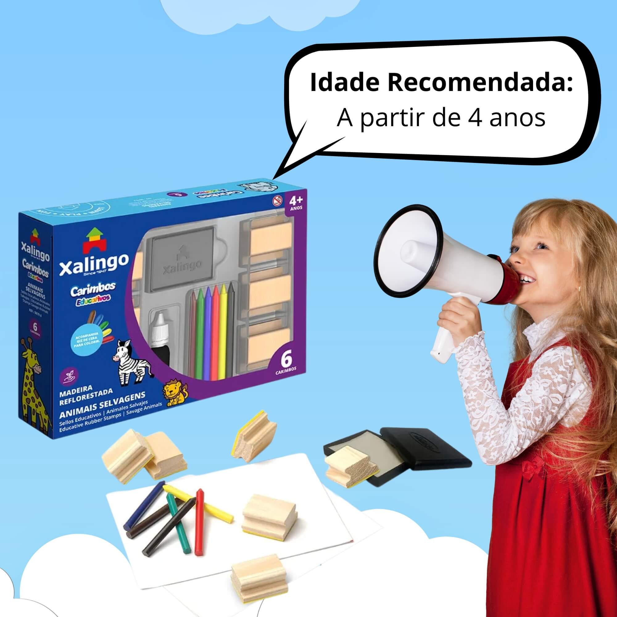 COMP Jogos Educativos Infantis Xalingo: Carimbos Animais + Quebra-Cabecinha Dinos Cooper Fun