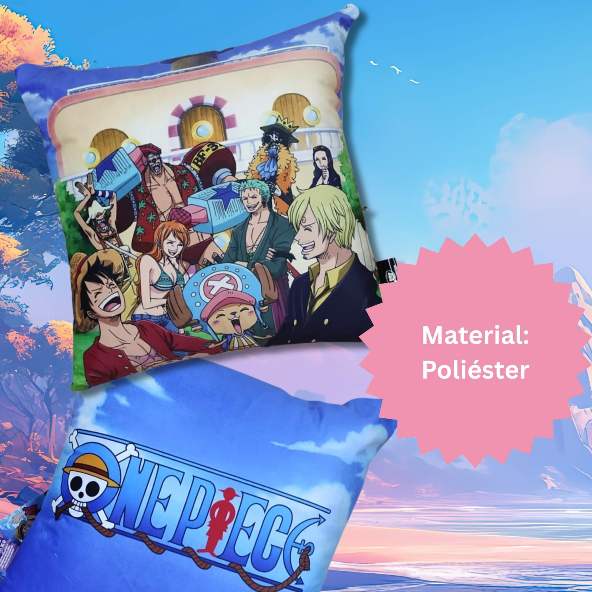 VAR Almofada Decorativa 40x40cm – Personagens Zona Criativa (Escolha o Tema) Tema:Turma One Piece