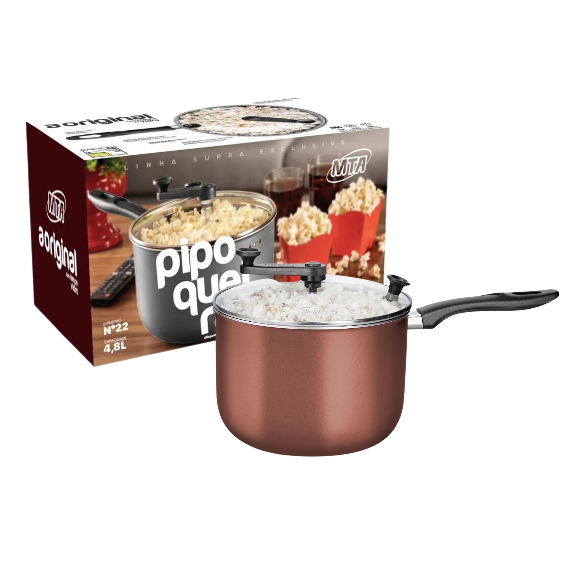 VAR Panela Pipoqueira Antiaderente com Tampa (Escolha) Tamanho/Cor: 4,8L Chocolate