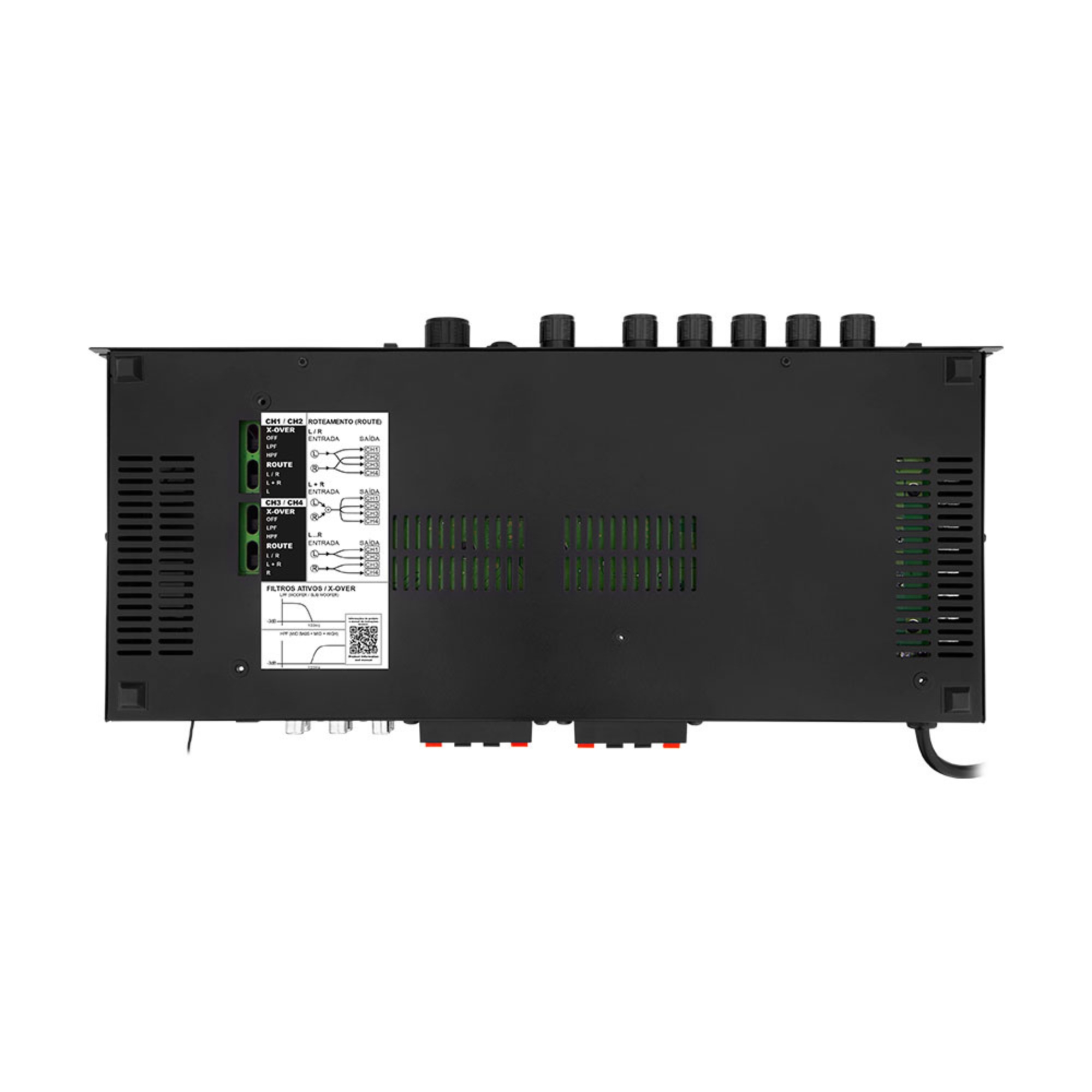 COMP Kit Amplificador Receiver 400W RMS + 2 Caixas de Som Passiva 4" 200W + 2 Suportes de Fixação