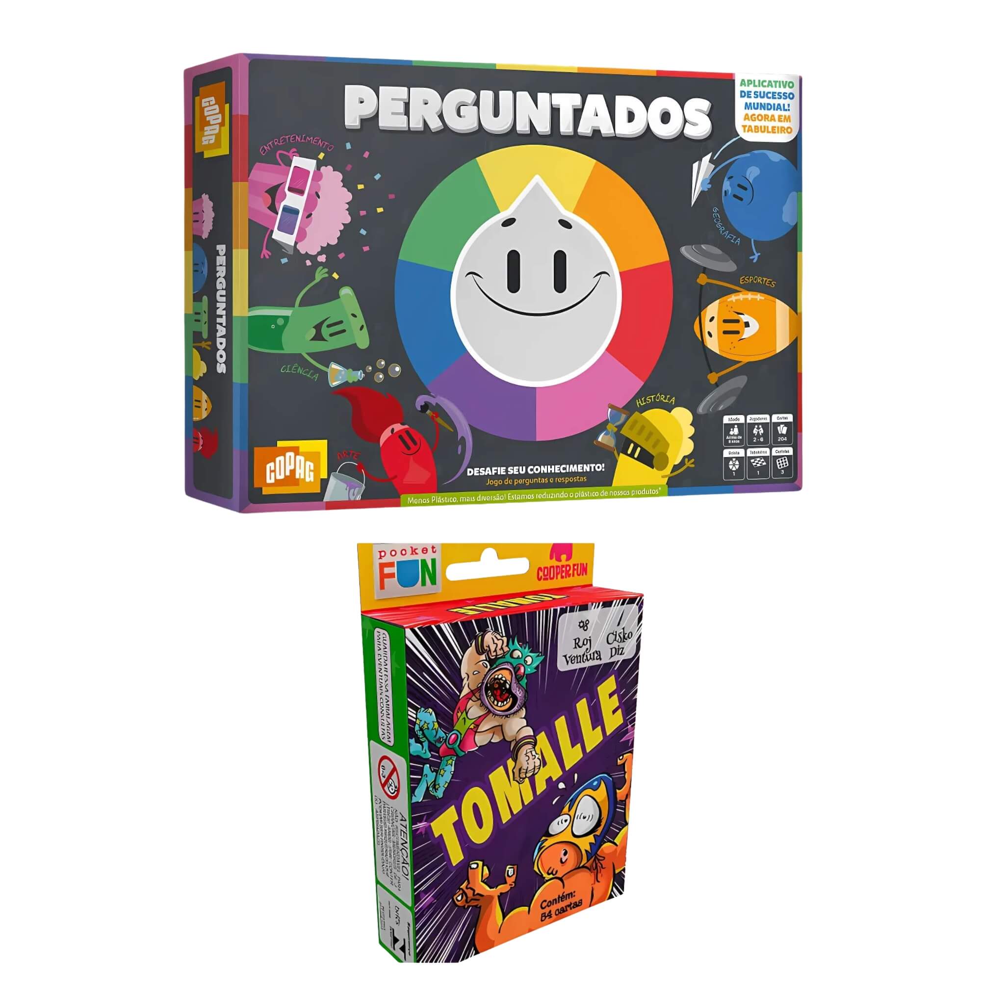 COMP Kit Jogos de Tabuleiro e Cartas: Perguntados Copag + Tomalle Cooper Fun