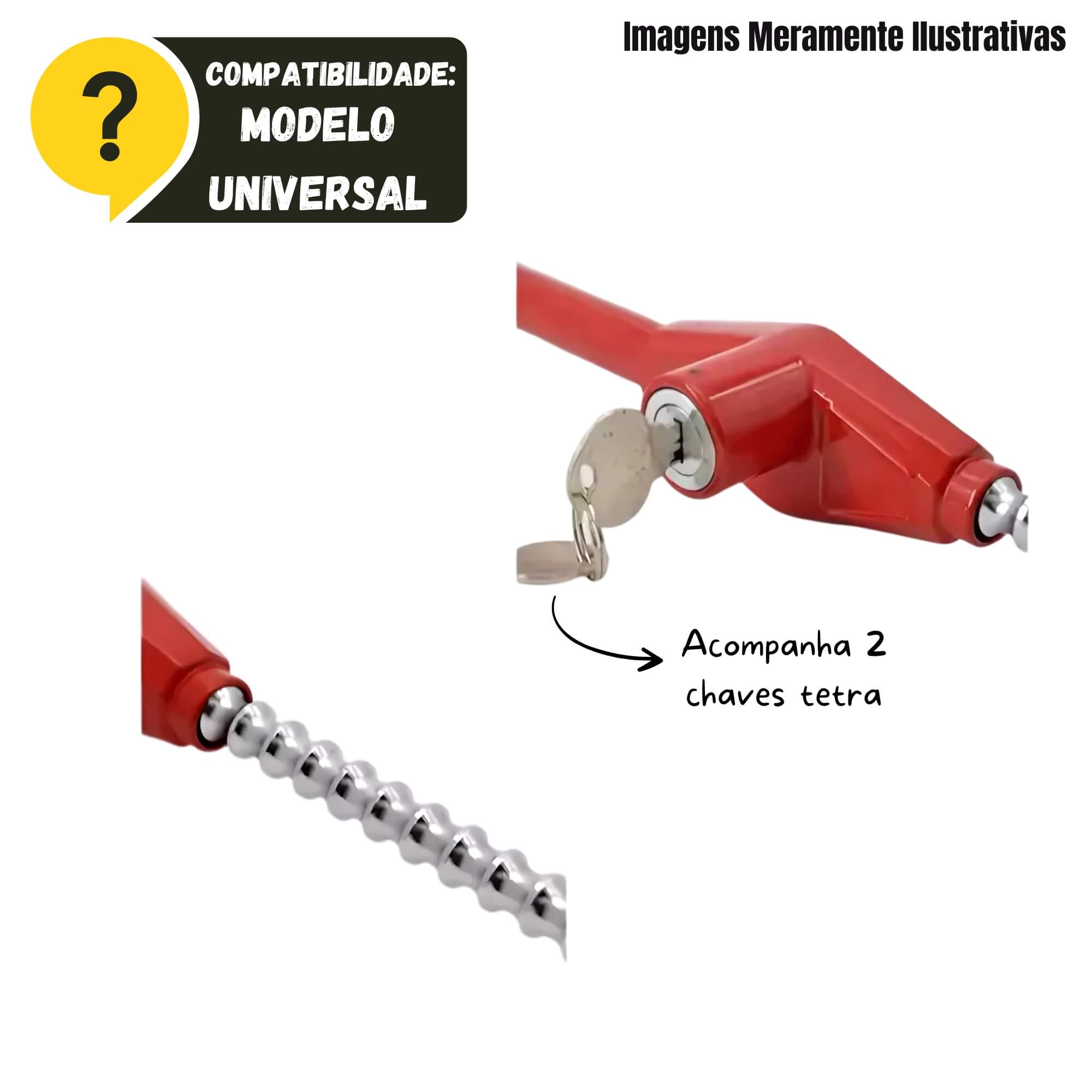 COMP Kit Segurança Automotiva Overvision: Trava de Volante + Trava de Câmbio