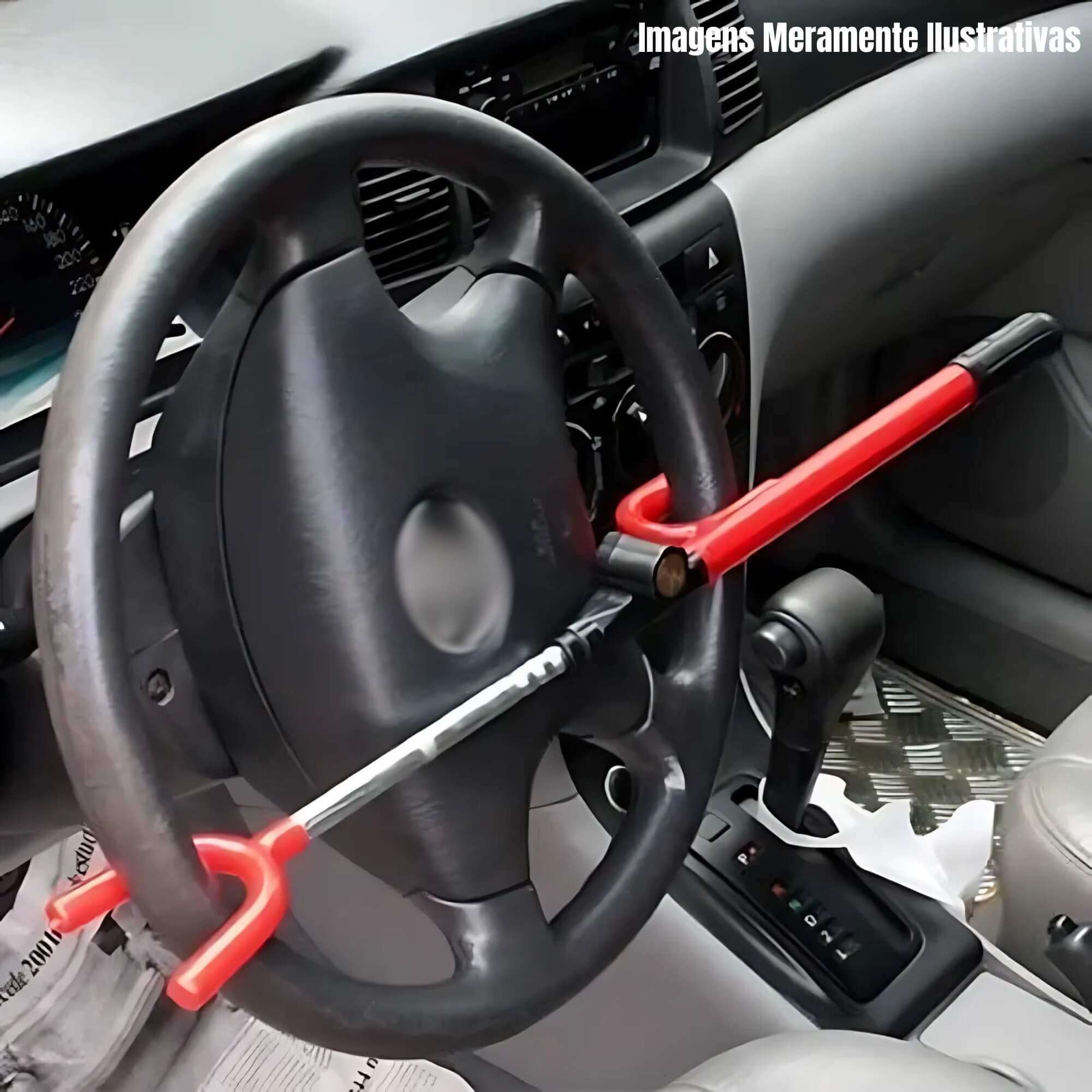 COMP Kit Segurança Automotiva Overvision: Trava de Volante + Trava de Câmbio