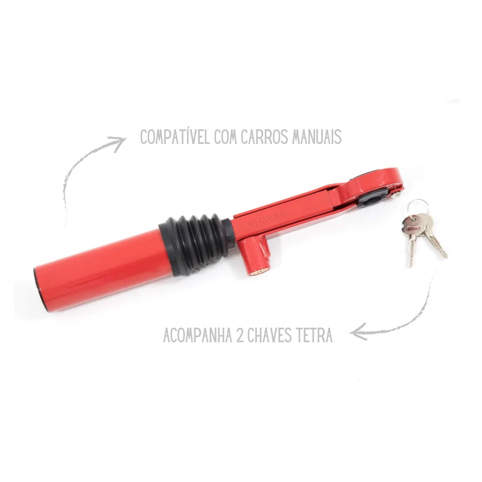 COMP Kit Segurança Automotiva Overvision: Trava de Volante + Trava de Câmbio