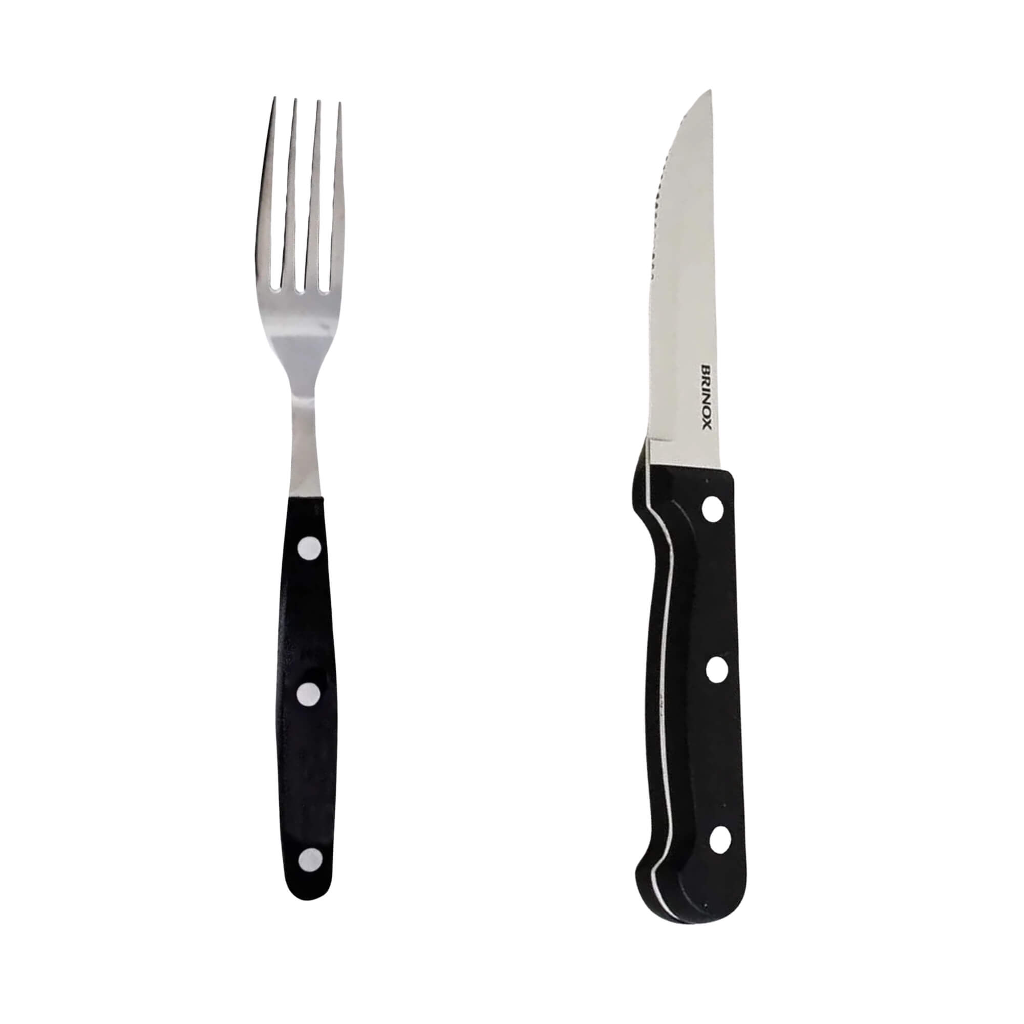 COMP Kit Churrasco Jumbo Brinox Faca 4,5" + Garfo de Mesa em Aço Inox