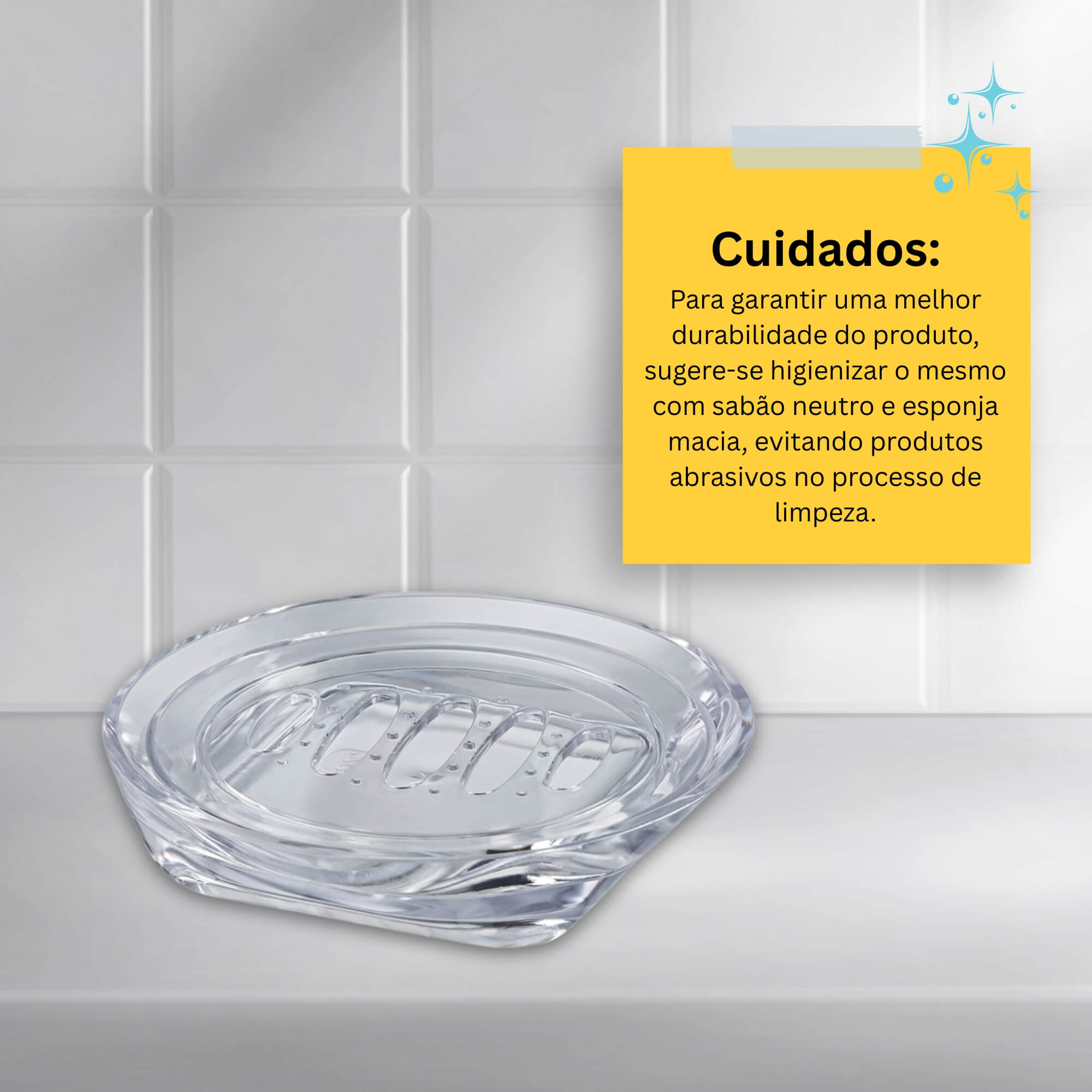COMP Kit Banheiro Translúcido UZ: Saboneteira Premium + Porta Sabonete Líquido Slim