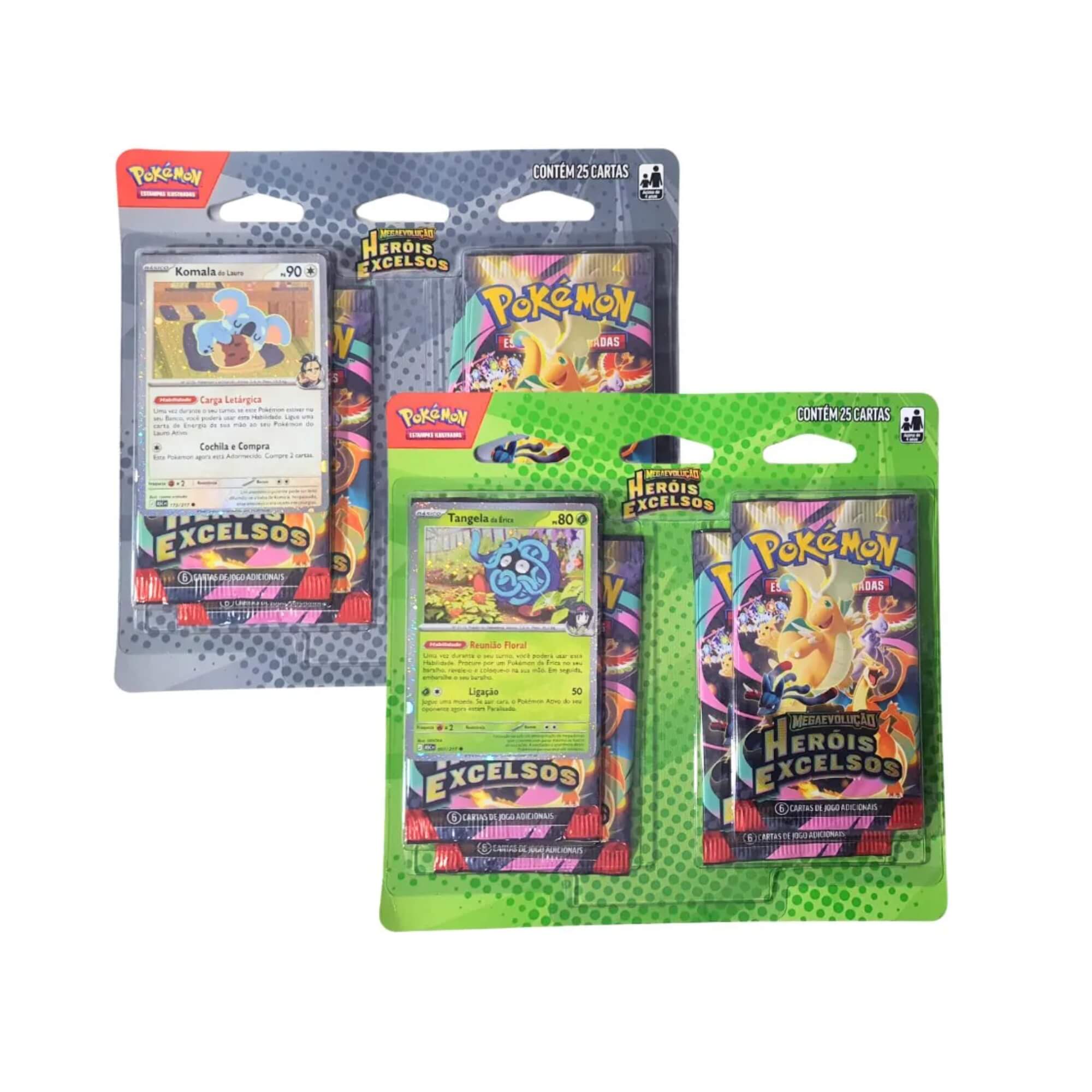 Pokemon Blister Quadruplo - Heróis Excelsos - Komala e Tangela Copag - 36440