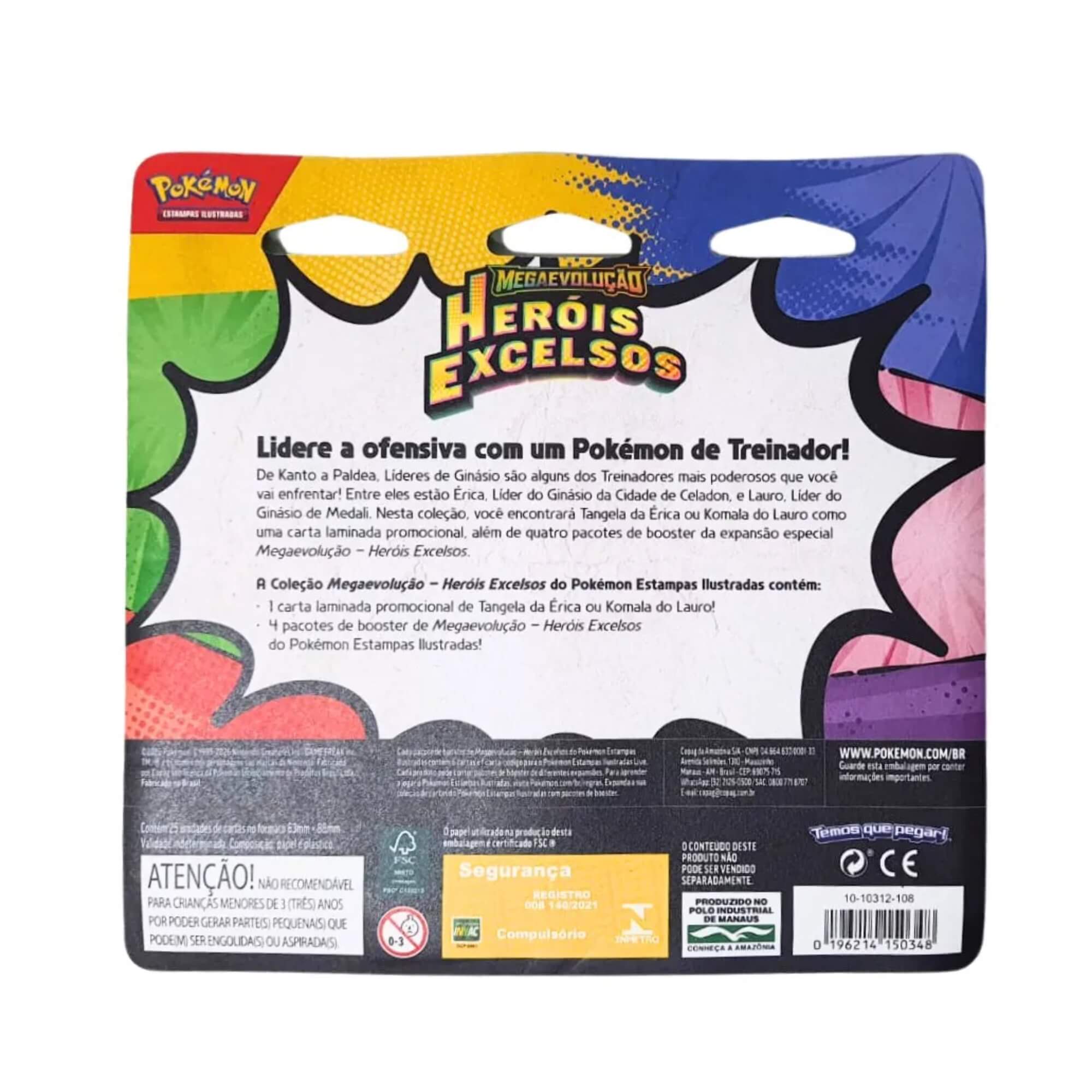 Pokemon Blister Quadruplo - Heróis Excelsos - Komala e Tangela Copag - 36440