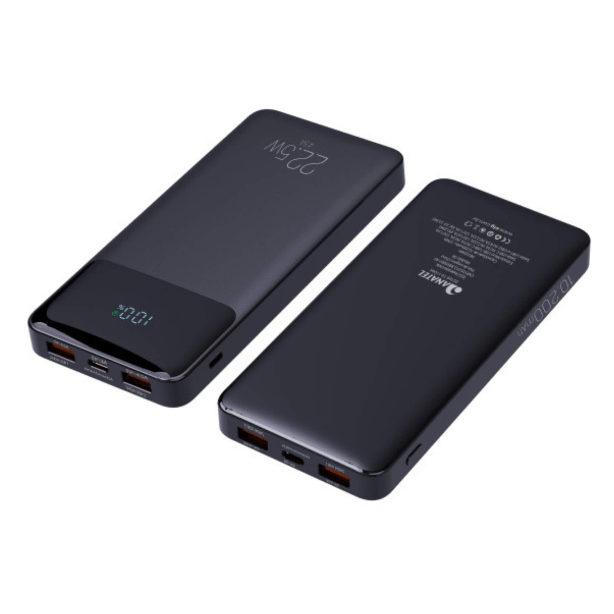 Power Bank 10200mAh com Display Indicador e 3 Saídas Preto ELG - PB102BK