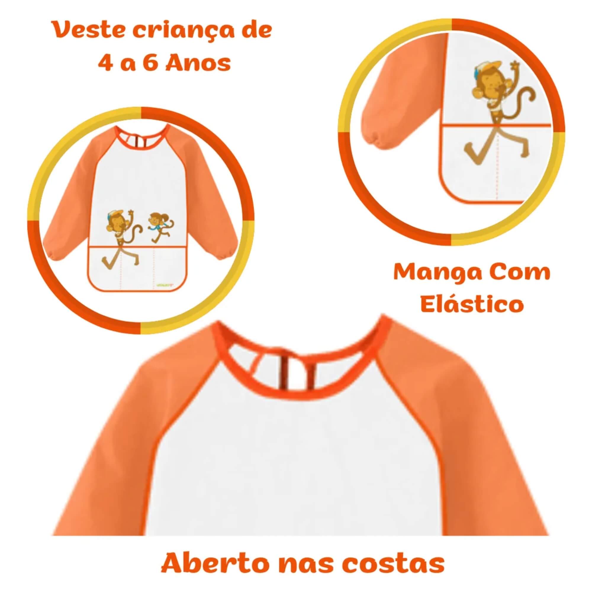 Avental Infantil Cristal com Bolso e Manga Comprida Leo&Leo Leonora - 10228