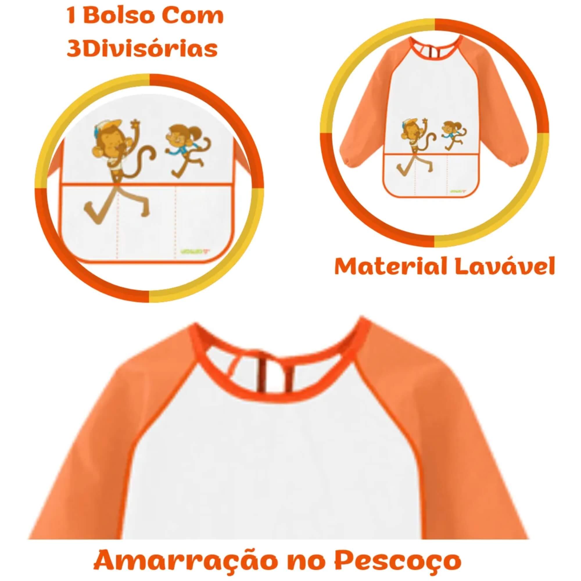 Avental Infantil Cristal com Bolso e Manga Comprida Leo&Leo Leonora - 10228
