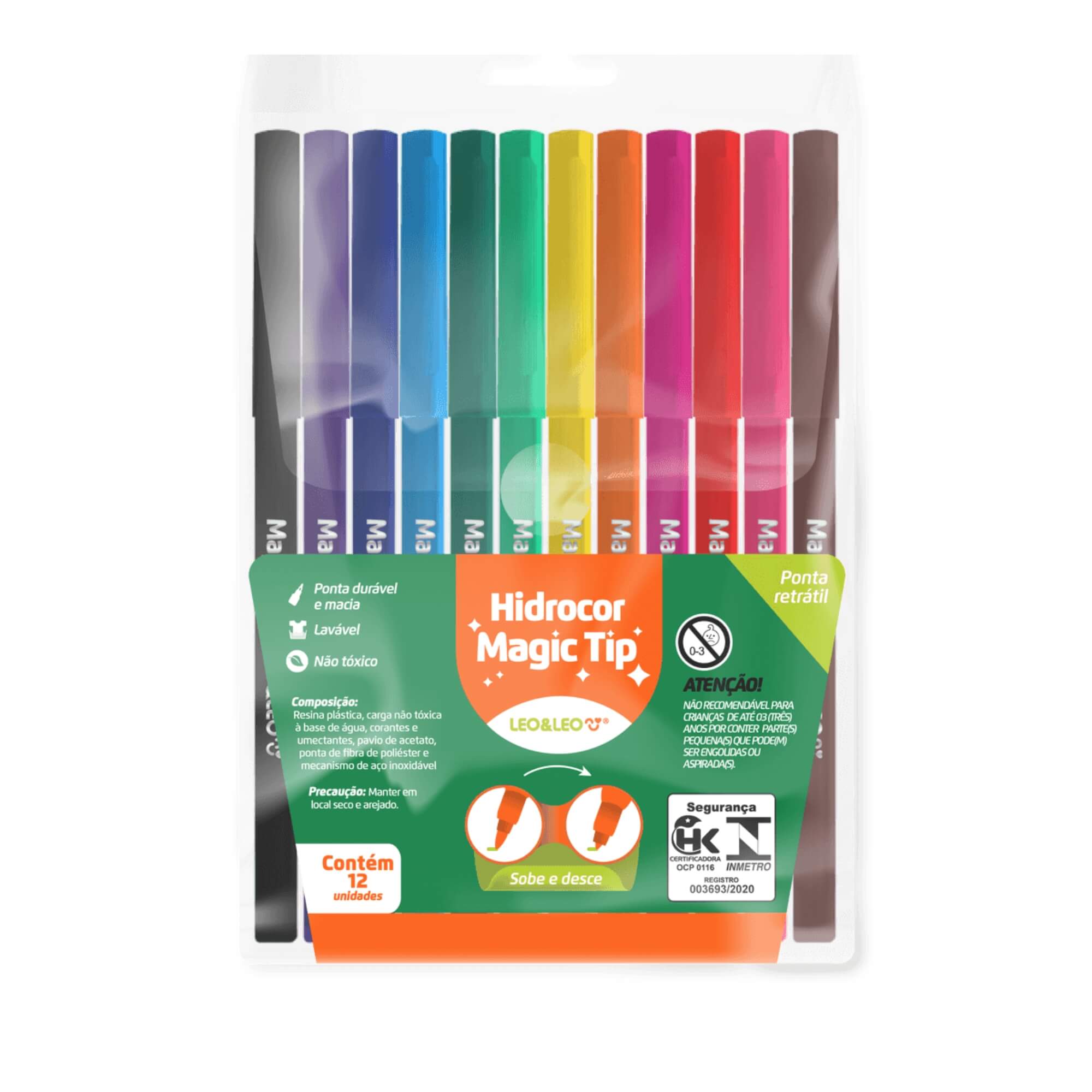 Canetinha Hidrocor Magic Tip - Estojo com 12 Cores Leo&Leo Leonora - 10263