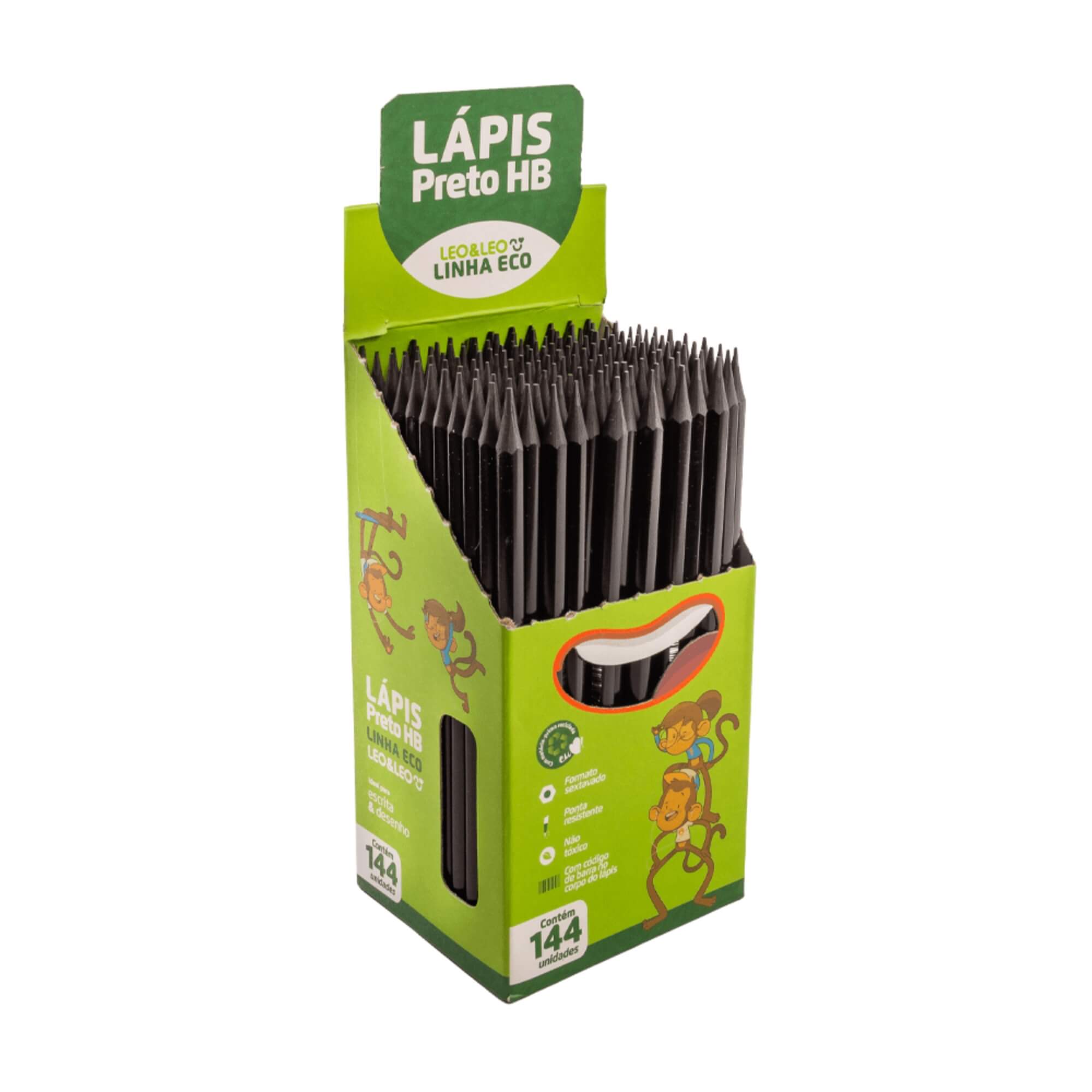 Lápis Grafite Hb Ecológico Sextavado (Caixa com 144 Unidades) Leo&Leo Leonora - 4223